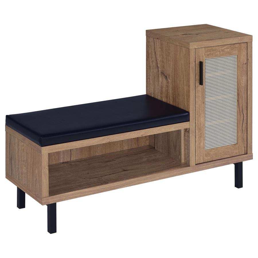 Teller - 1-Door Entryway Shoe Storage Bench - Natural Oak - Best Buy Furniture