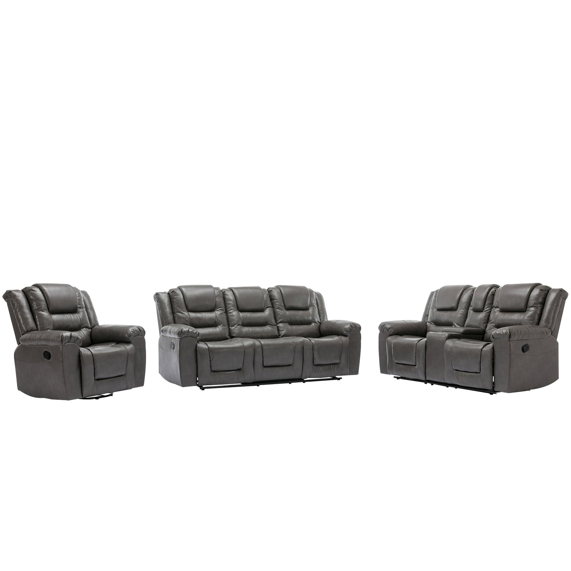 Home Theater Recliner Set Manual Recliner Chair With Wide Armrest, Two Built-In Cup Holders For Living Room - Best Buy Furniture