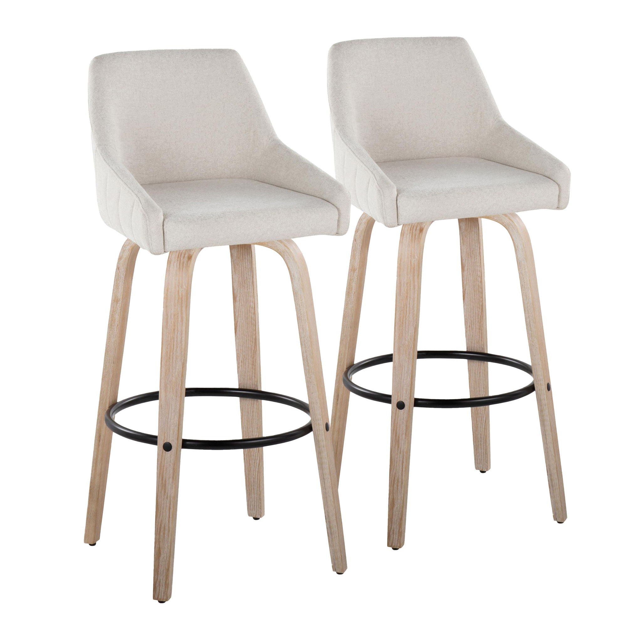 Hannah - Transitional Fixed Height Barstool With Swivel With Round Footrest (Set of 2) - Best Buy Furniture