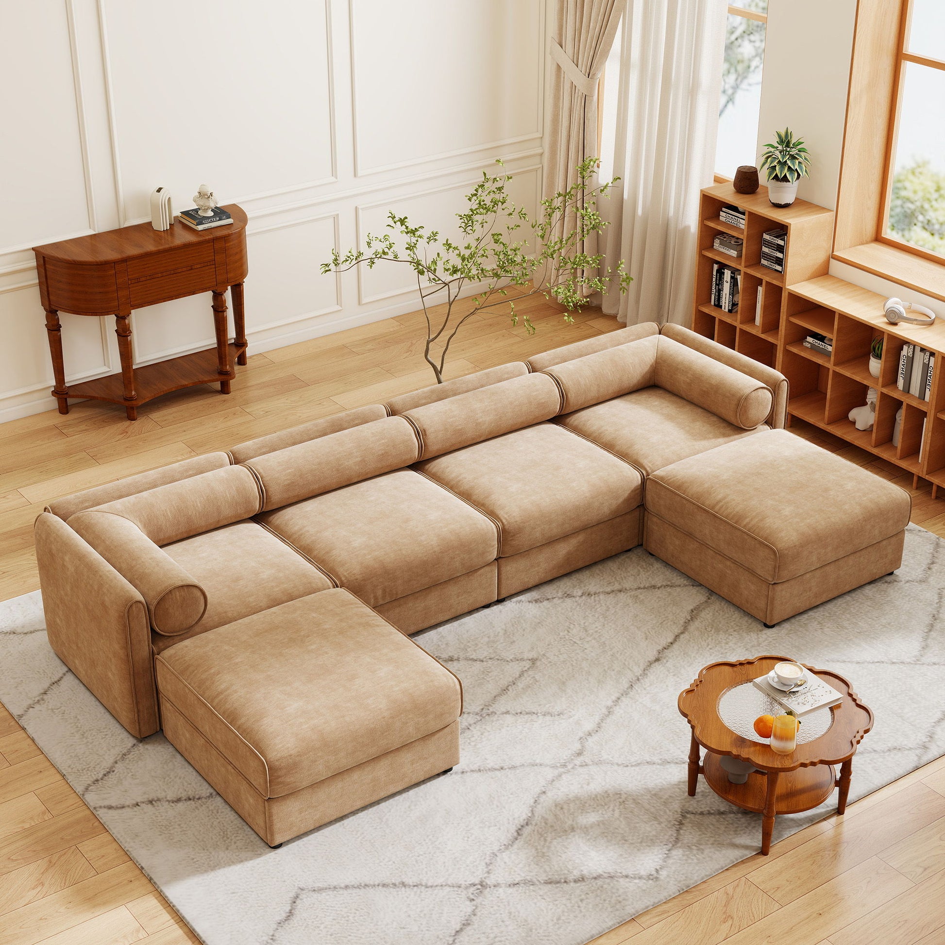 Contemporary Elegant White Chenille Sofa With Storage And Ottoman - Best Buy Furniture