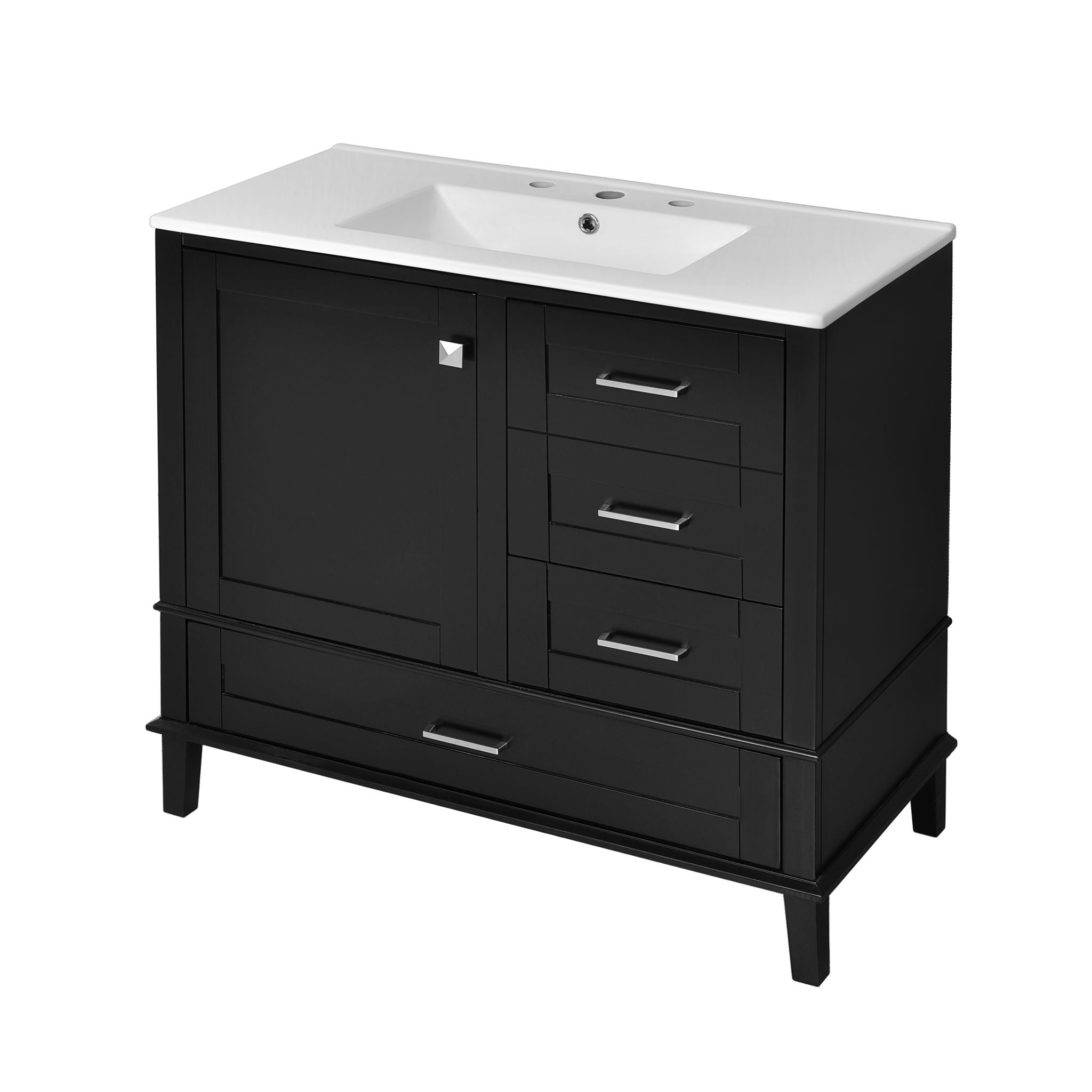 Bathroom Vanity, Modern Bathroom Cabinet With Sink Combo Set, Bathroom Storage Cabinet With A Soft Closing Door And 3 Drawers, Solid Wood Frame - Best Buy Furniture