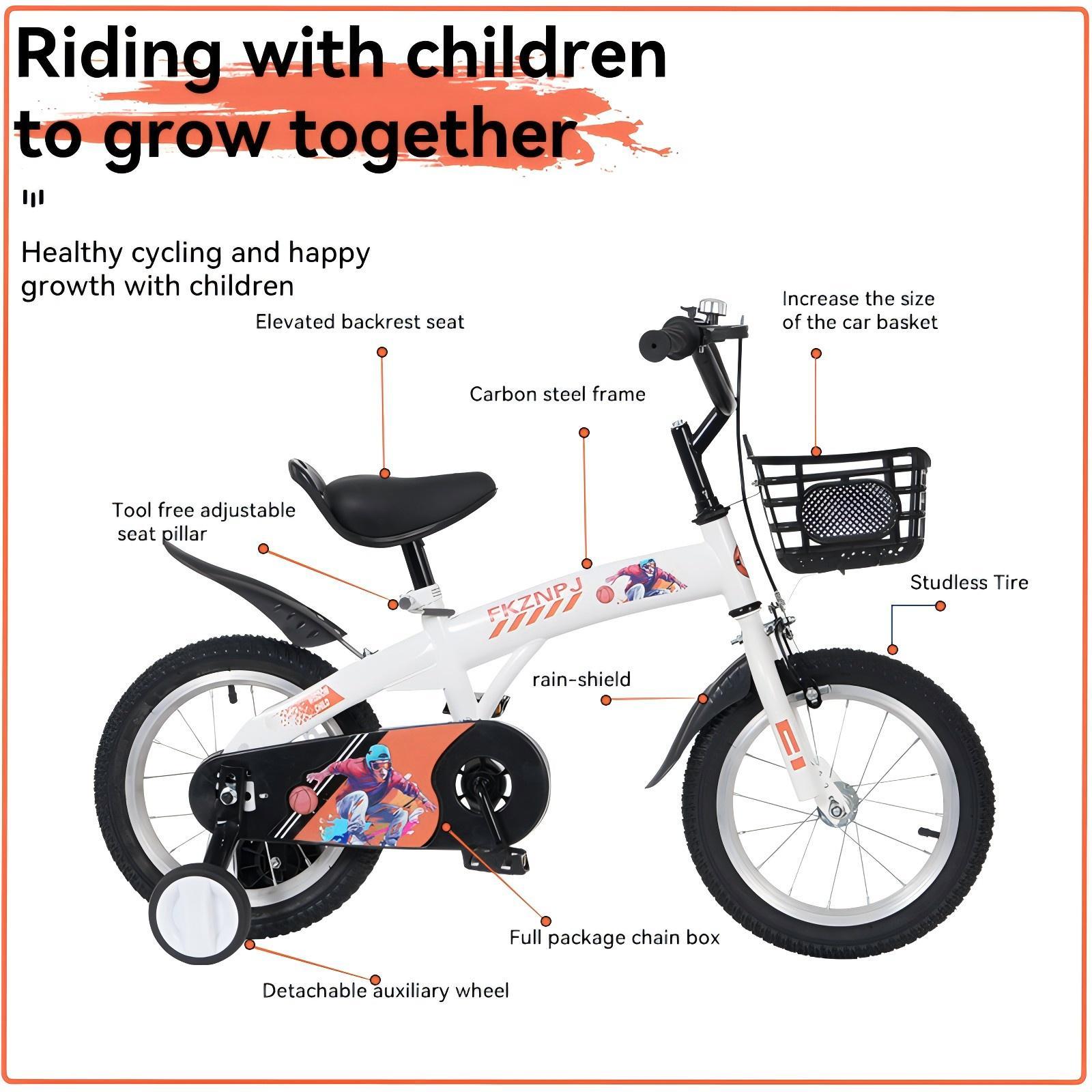 Fkznpj - 16" Sporty Kids Bike With Training Wheels And Stand Adjustable Saddle Suitable For Boys And Girls Aged 4 - 8 Years Tall Height 41 - 46" Available In A Variety Of Colors - Best Buy Furniture