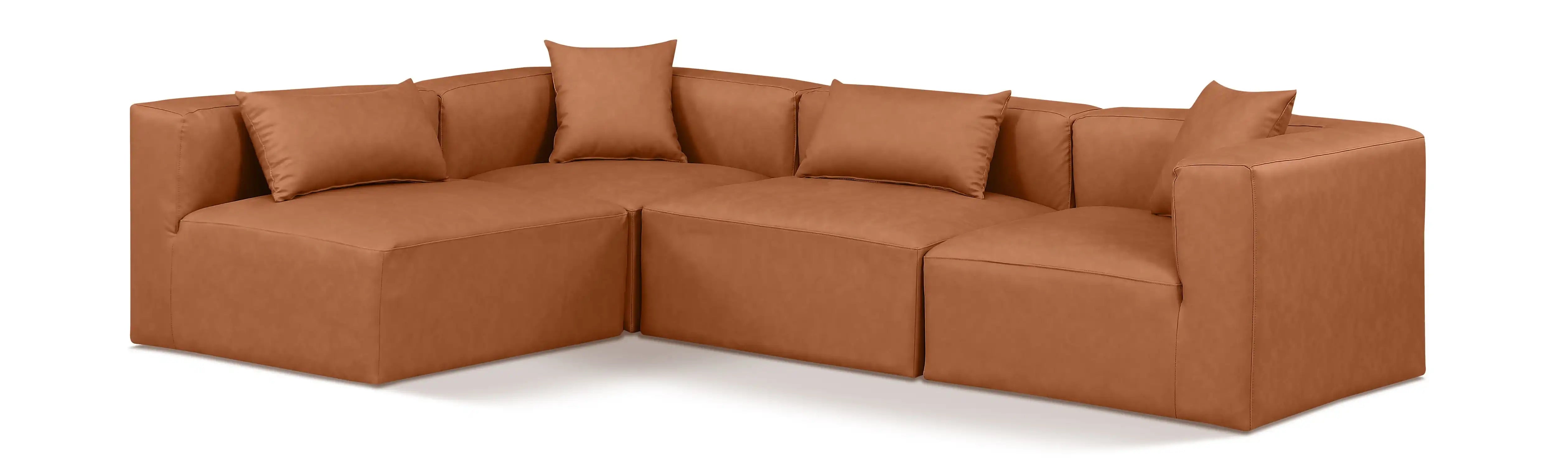 Cube - 4 Piece Modular Corner Sectional - Cognac - Best Buy Furniture