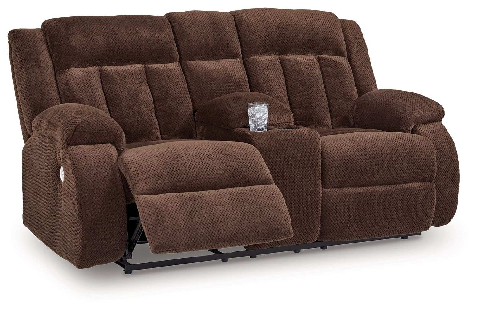 Free Wake - Double Relcining Power Loveseat With Console - Chocolate - Best Buy Furniture