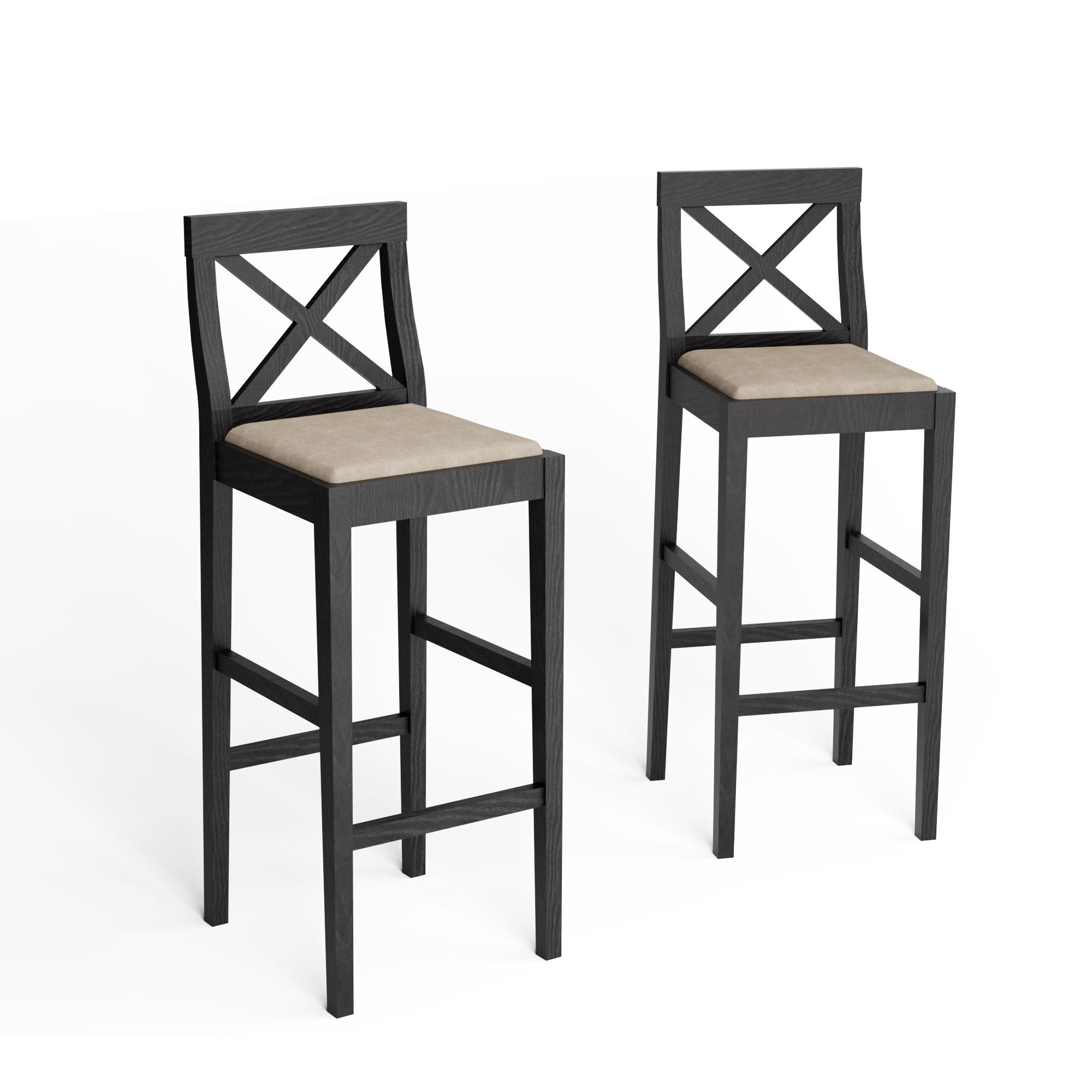 Bar Chair Counter Height Stool with Backrest, Black Set of 2 - Best Buy Furniture