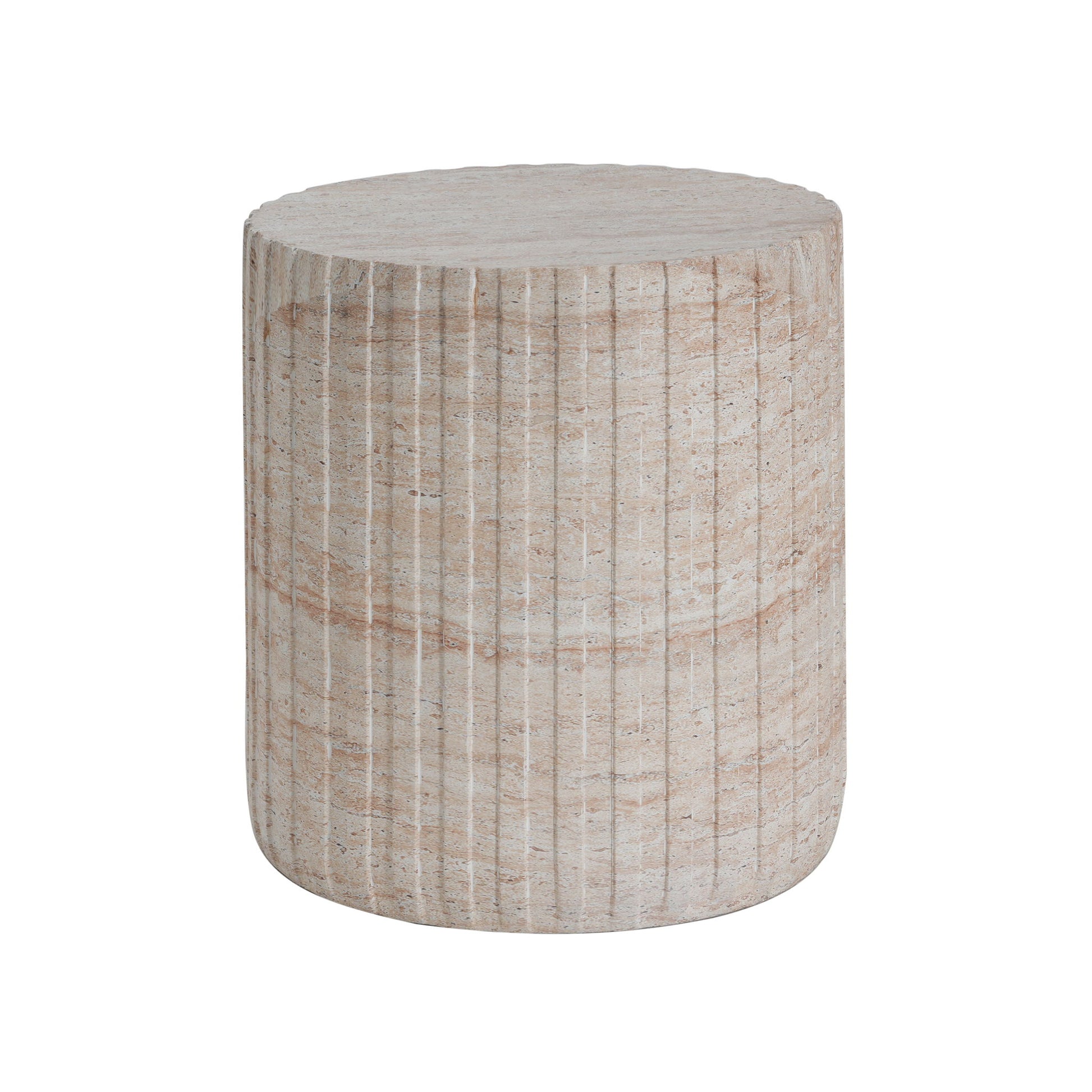 Elegant Outdoor / Indoor Lightweight Concrete Side Table With Travertine - Beige - Best Buy Furniture