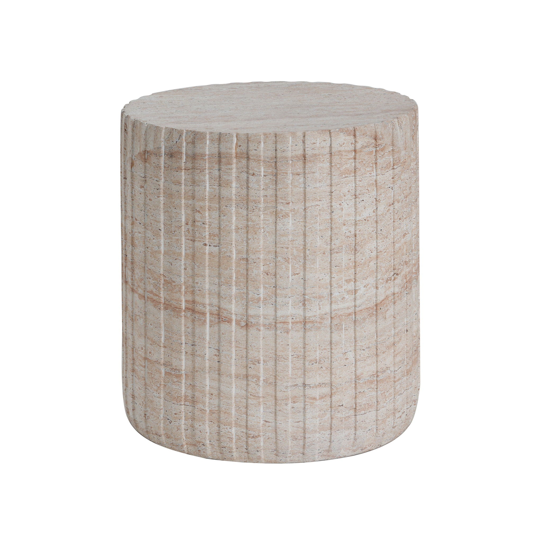 Elegant Outdoor / Indoor Lightweight Concrete Side Table With Travertine - Beige - Best Buy Furniture