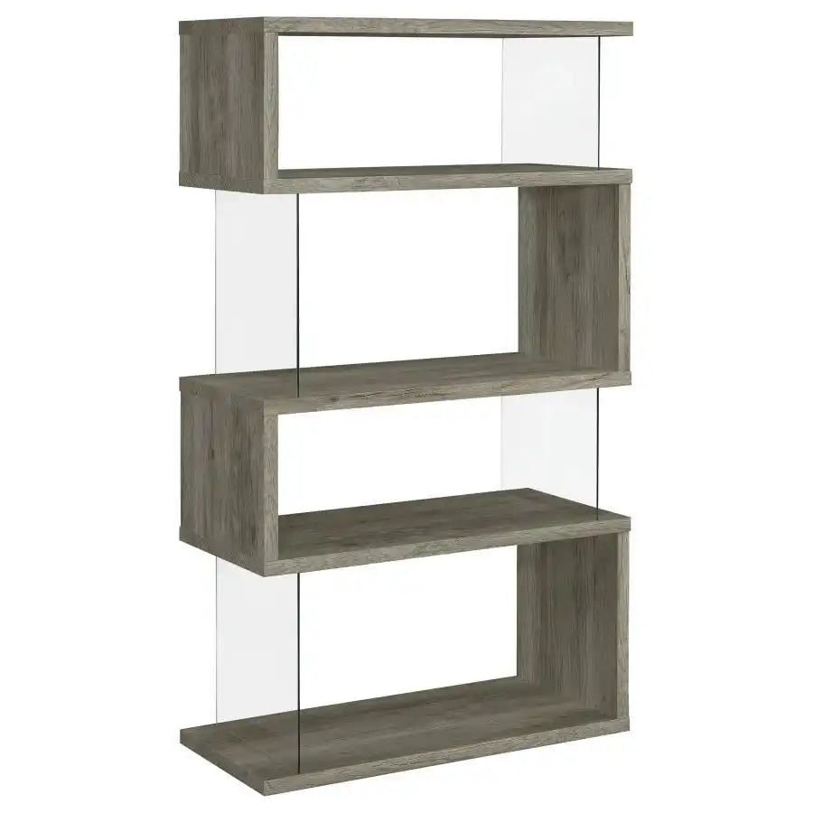 Emelle - 4-Shelf Glass Panel Bookshelf - Best Buy Furniture