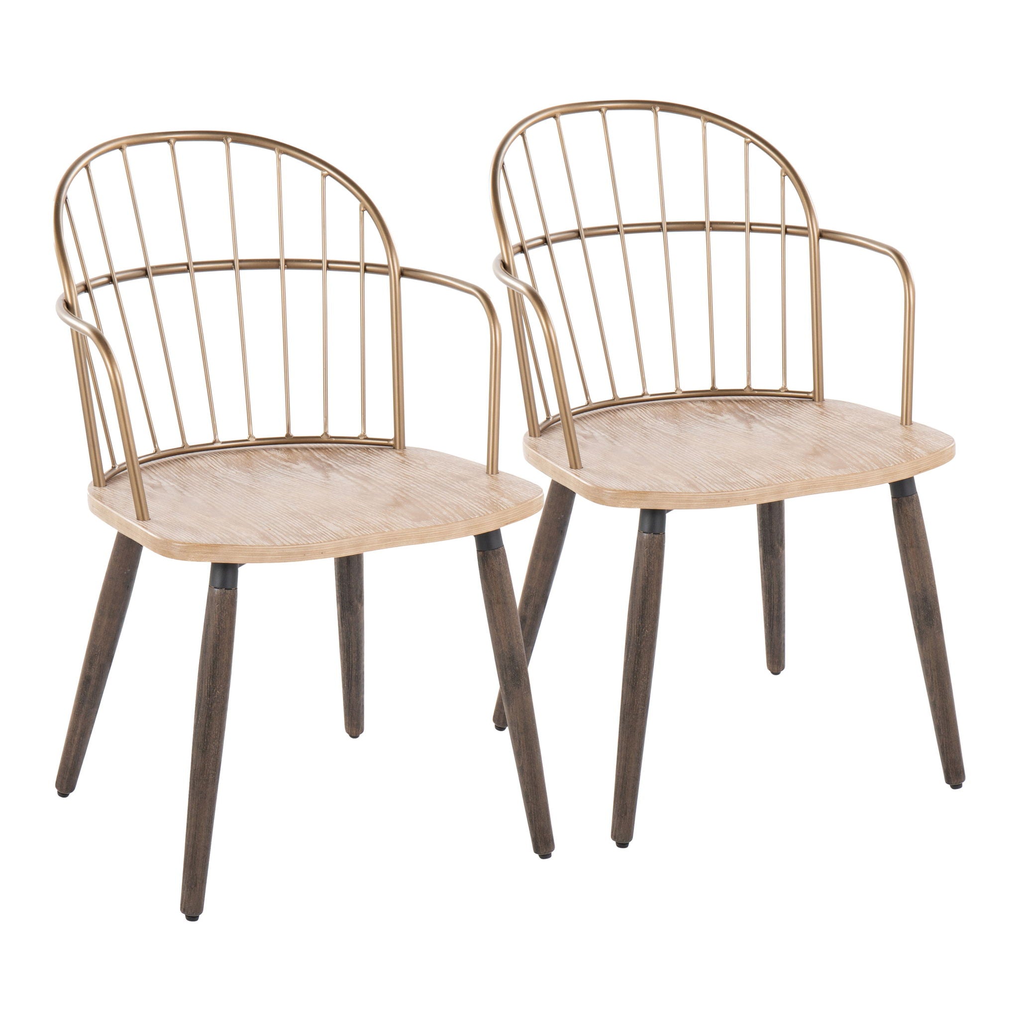 Riley - Farmhouse High Back Arm Chair (Set of 2) - Antique Copper / White Washed - Best Buy Furniture