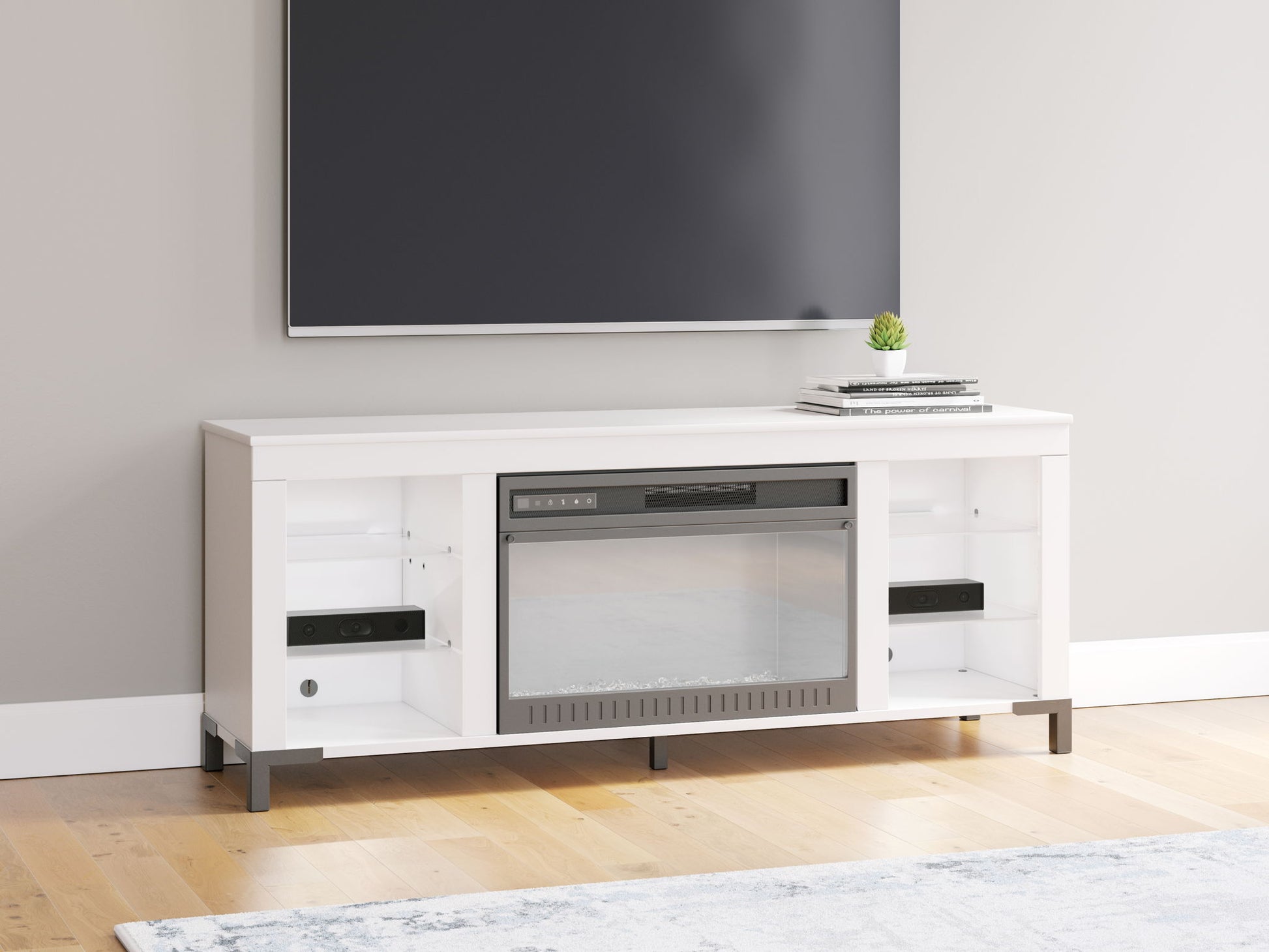 Brollevi - TV Stand With Fireplace - White - Best Buy Furniture