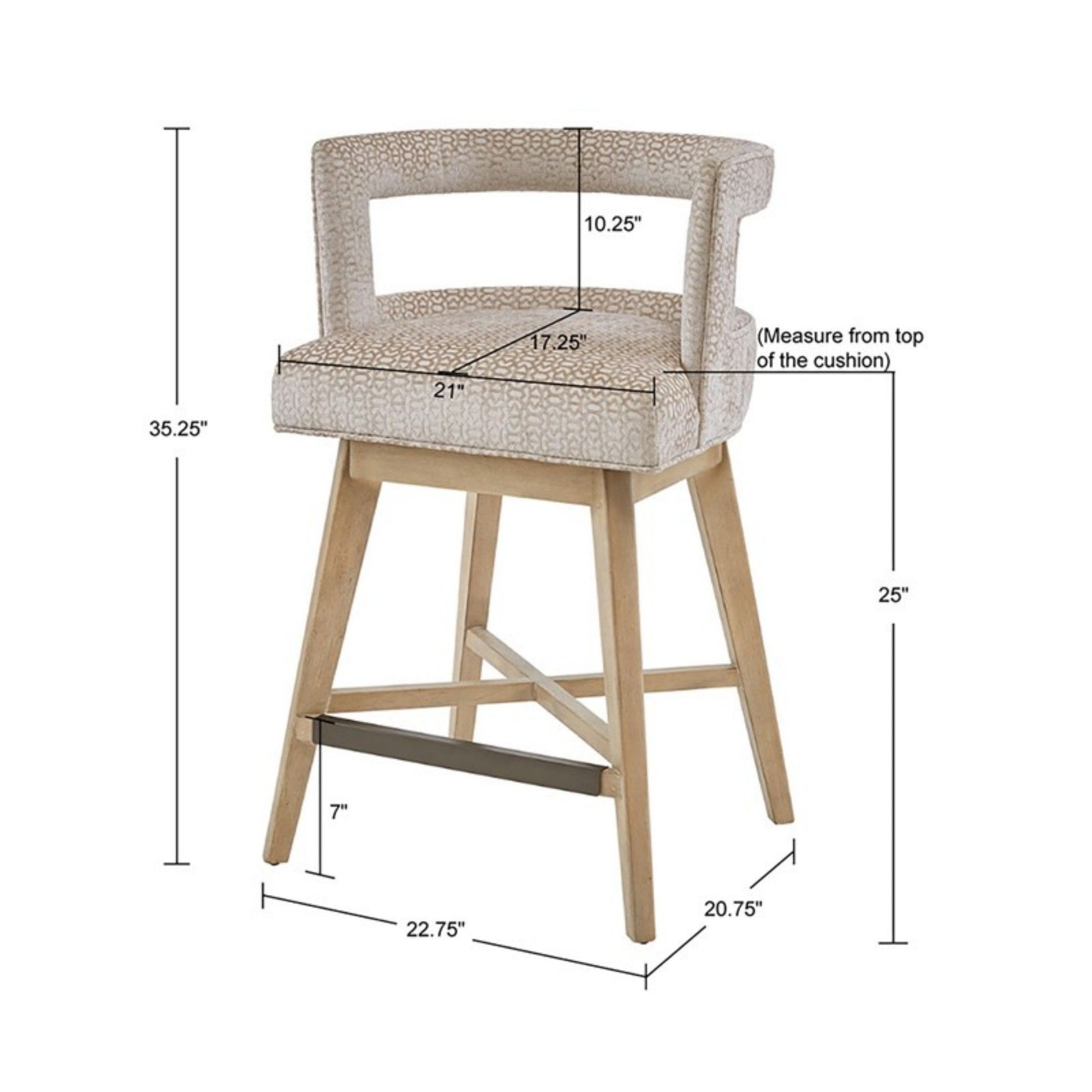 Contemporary Design Swivel Counter Stool With Low Back Support Polyester And Solid Wood - Cream - Best Buy Furniture