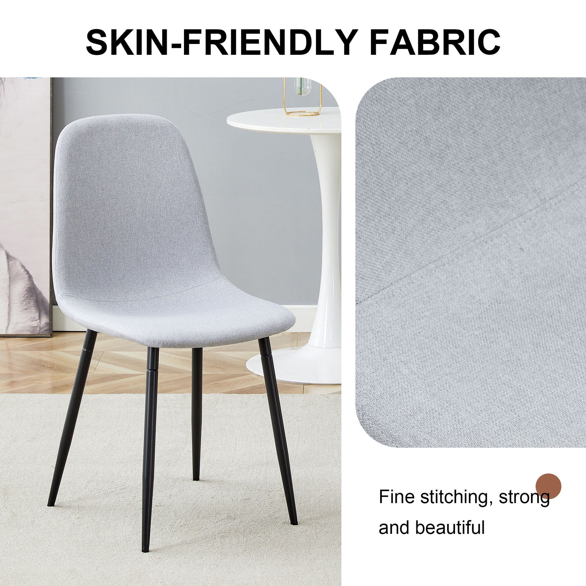 Modern Medieval Style Cushioned Side Chairs Set With Black Metal Legs For Kitchens - Best Buy Furniture