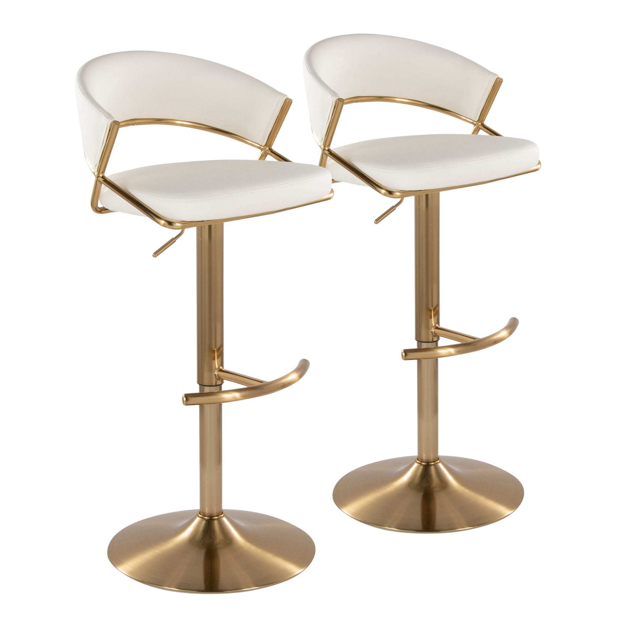 Jie - Contemporary Adjustable Barstool With Swivel With Rounded T Footrest (Set of 2) - Best Buy Furniture