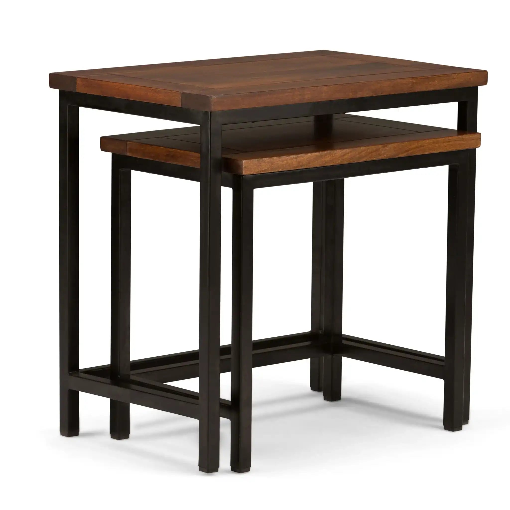Skyler - 2 Piece Nesting Side Table - Dark Cognac Brown - Best Buy Furniture