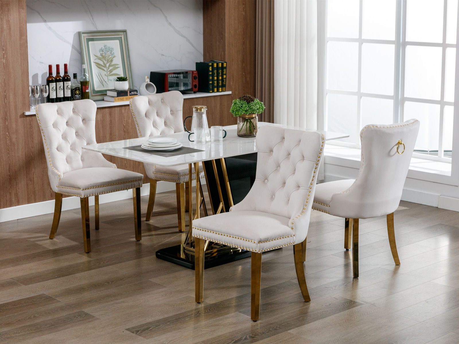 Nikki - Modern, High-End Tufted Solid Wood Contemporary Velvet Upholstered Dining Chair With Golden Stainless Steel Plating Legs, Nailhead Trim (Set of 2) - Best Buy Furniture