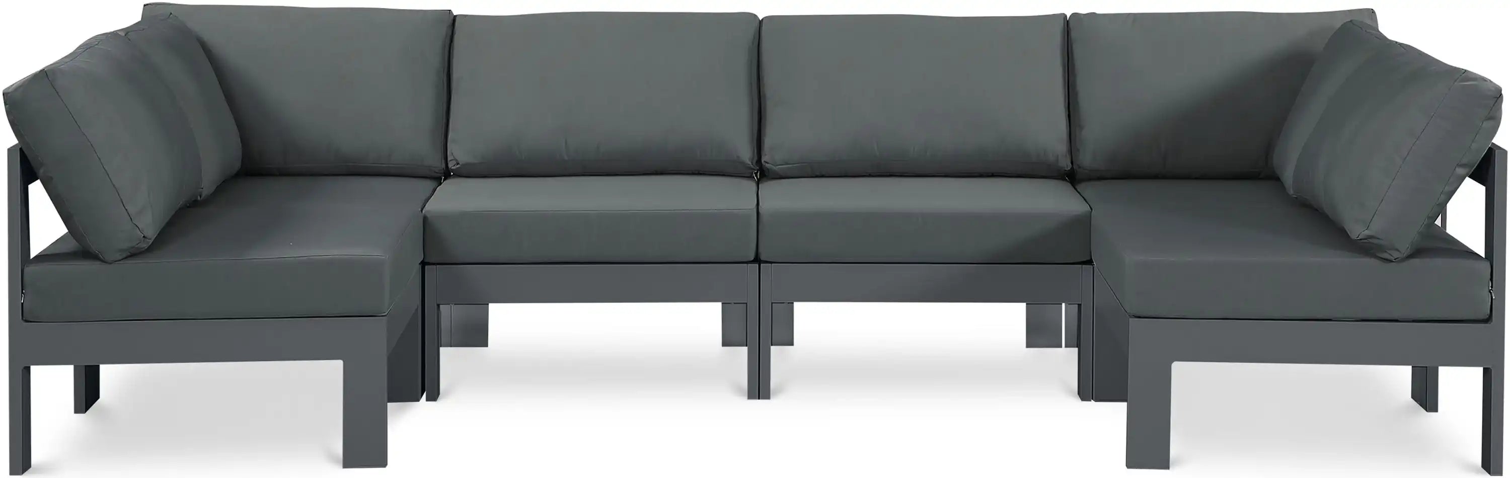 Nizuc - Outdoor Patio 6 Piece Modular Sectional With Gray Frame - Best Buy Furniture