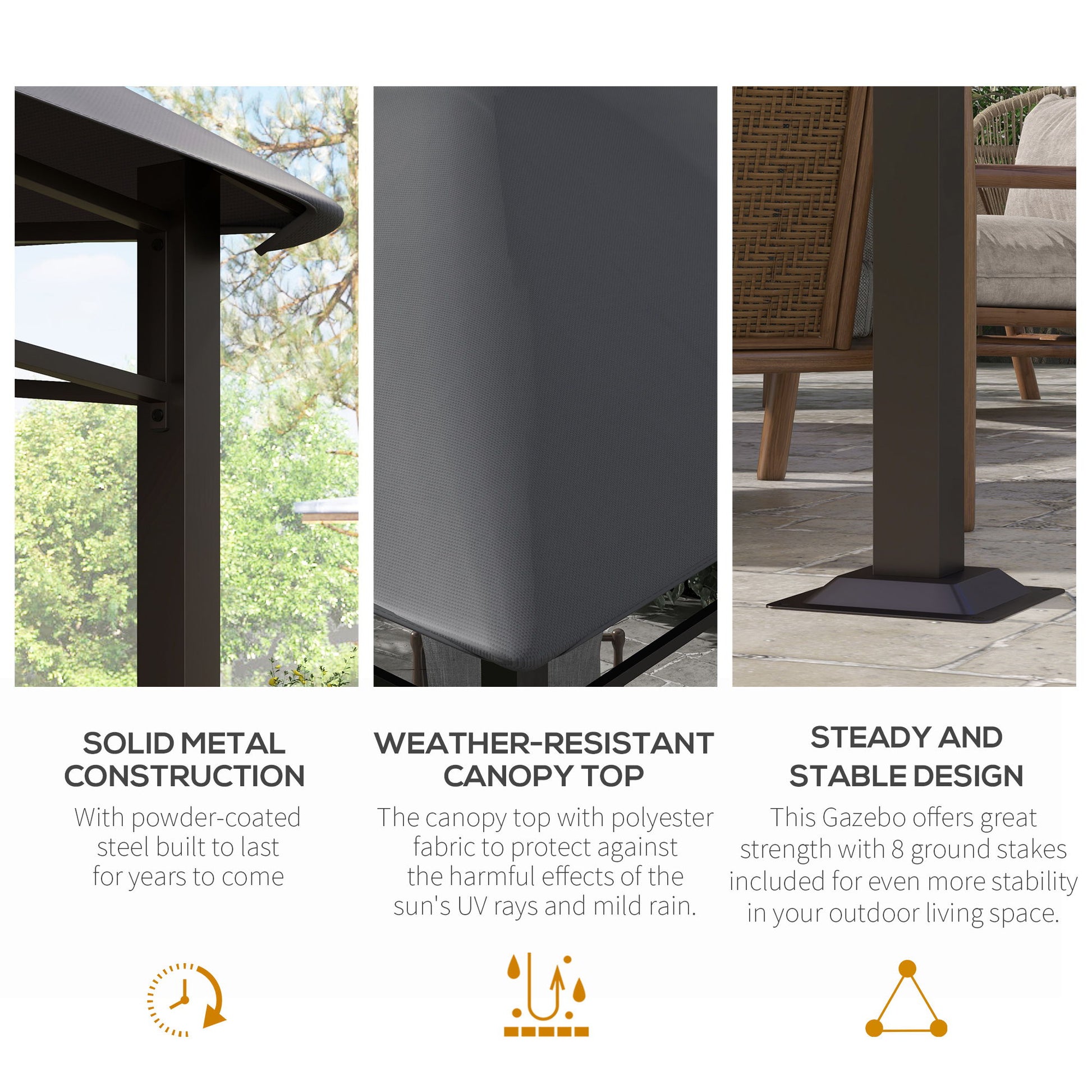 Outsunny - 10' x 10' Soft Top Patio Gazebo Outdoor Canopy With Unique Geometric Design Roof, All-Weather Steel Frame - Gray - Best Buy Furniture