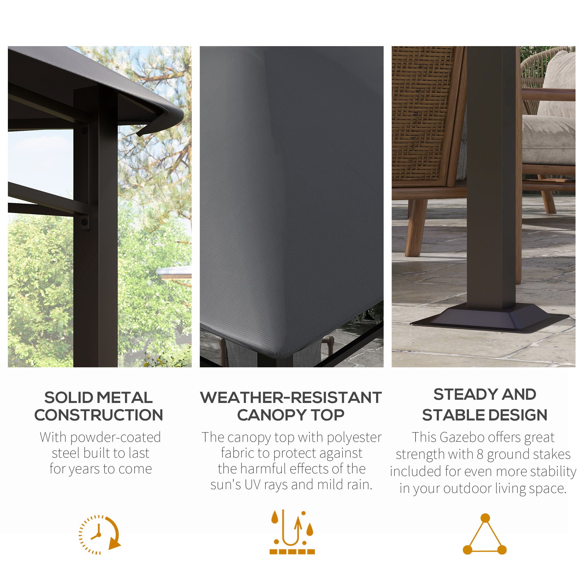 Outsunny - 10' x 10' Soft Top Patio Gazebo Outdoor Canopy With Unique Geometric Design Roof, All-Weather Steel Frame - Gray - Best Buy Furniture