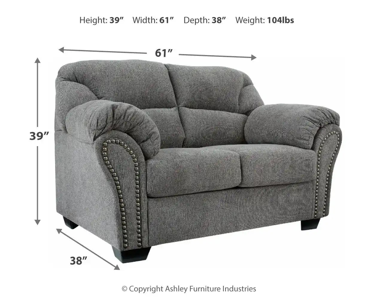 Allmaxx - Loveseat - Pewter - Best Buy Furniture