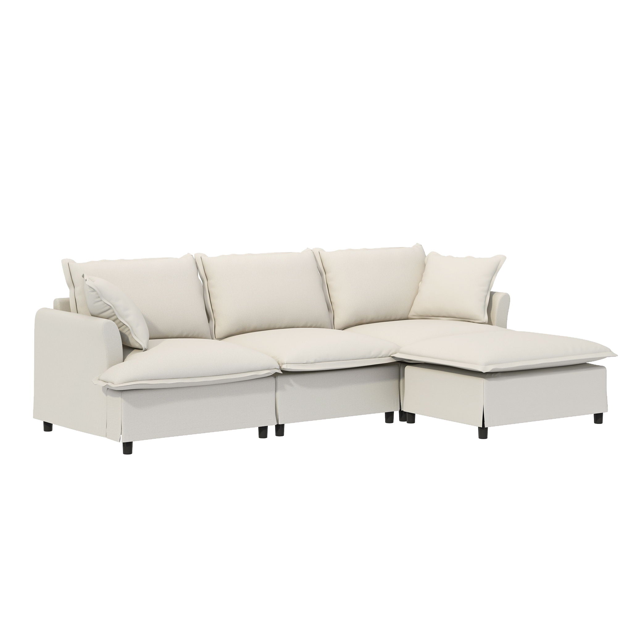 Sectional Sofa With Ottoman Cloud Couch Set With Throw Pillows, Free Combination - Best Buy Furniture