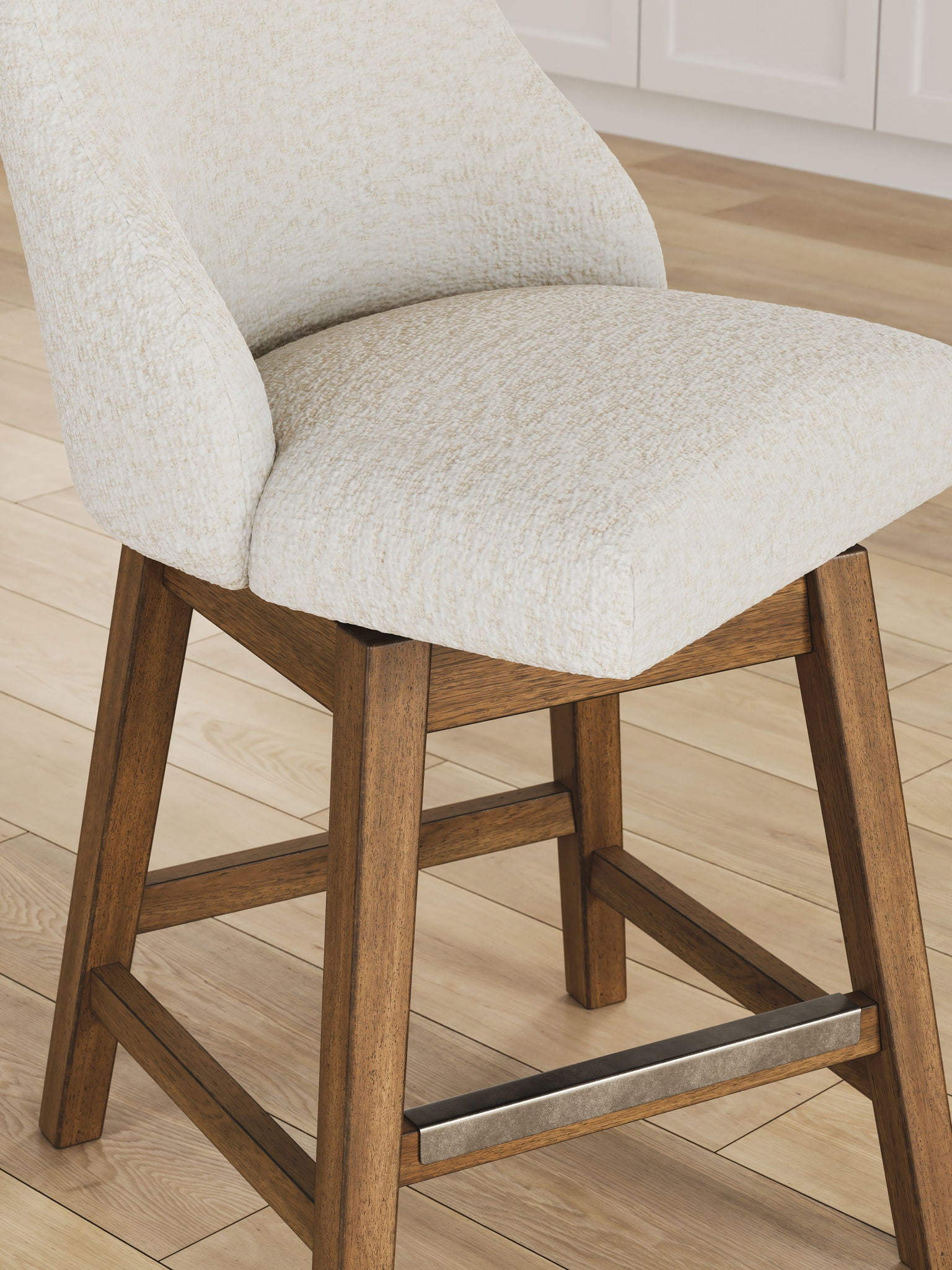 Cabalynn - Upholstered Swivel Barstool (Set of 2) - Oatmeal / Light Brown - Best Buy Furniture