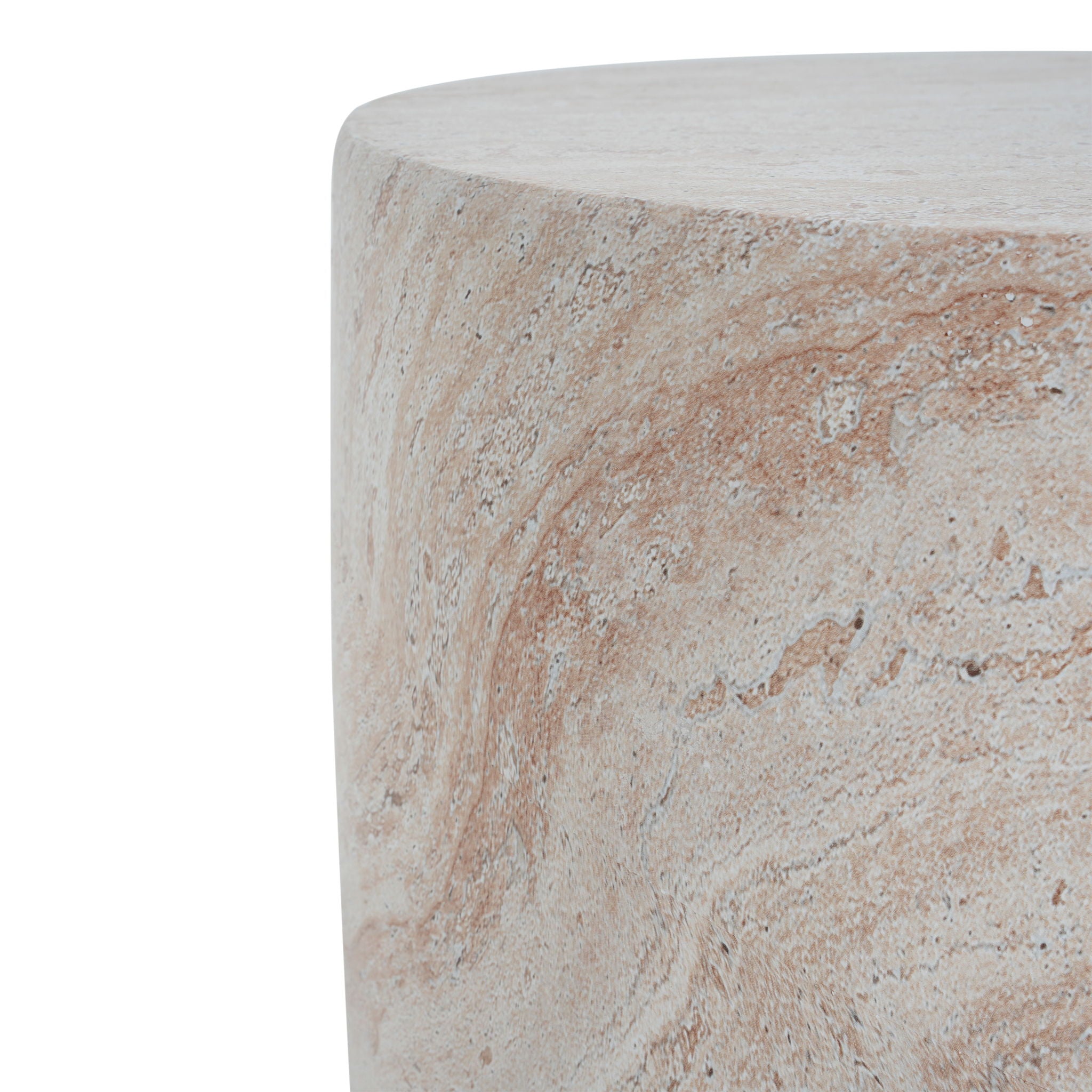 Outdoor / Indoor, Lightweight Concrete Side Table With Travertine - Beige - Best Buy Furniture