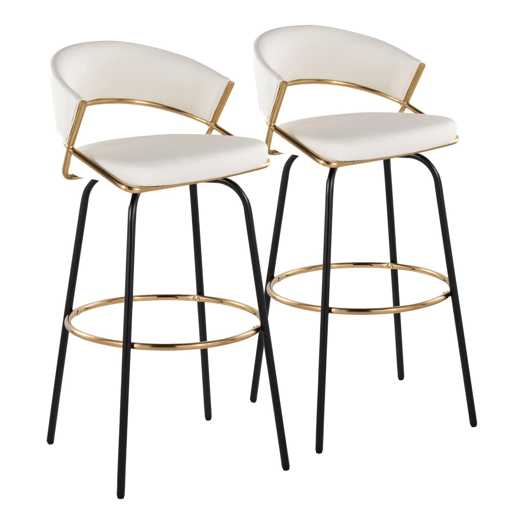 Jie - Fixed Height Contemporary Barstool With Swivel Round Footrest (Set of 2) - Best Buy Furniture
