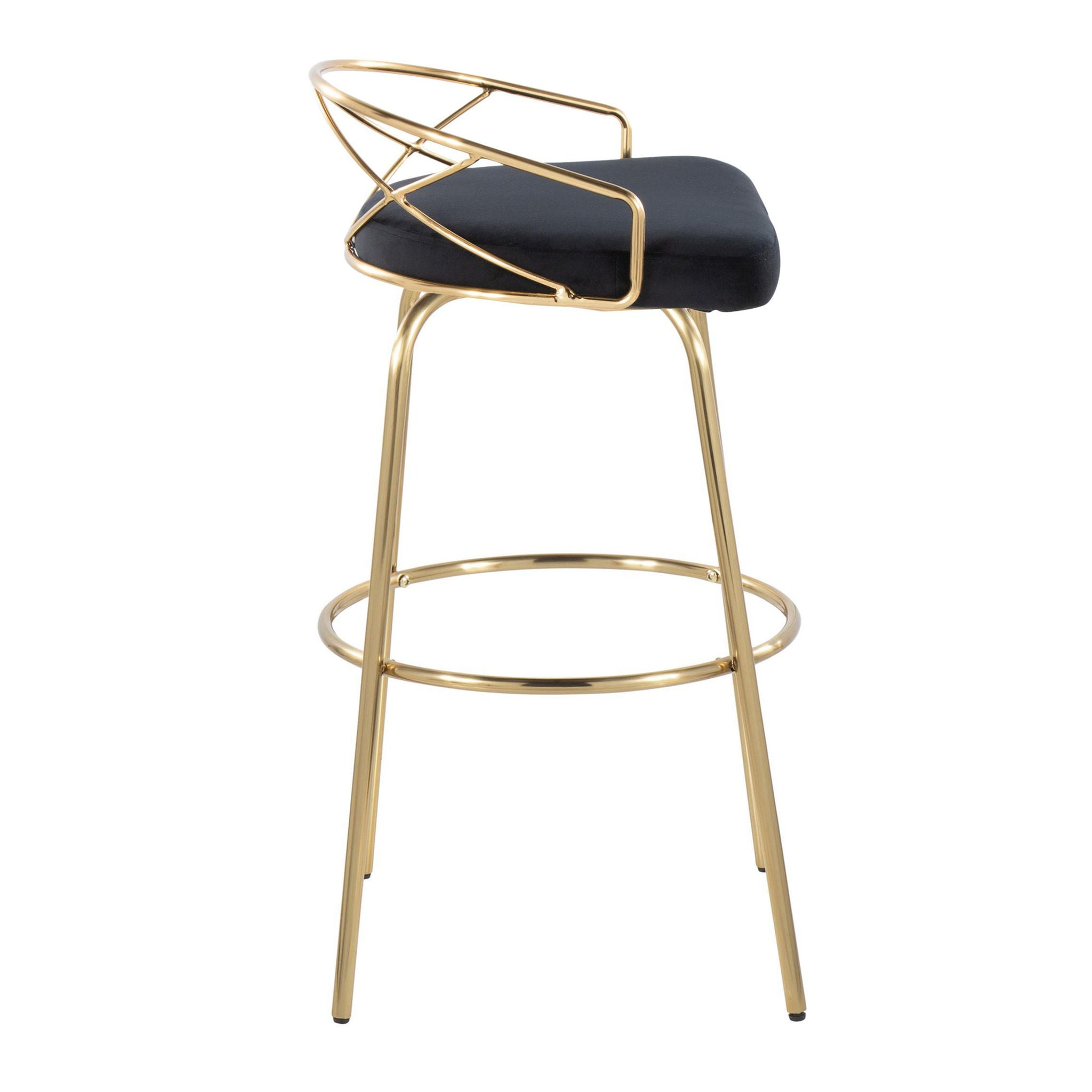Charlotte - Glam Glam / Art Deco Fixed Height Barstool With Swivel With Round Footrest (Set of 2) - Best Buy Furniture