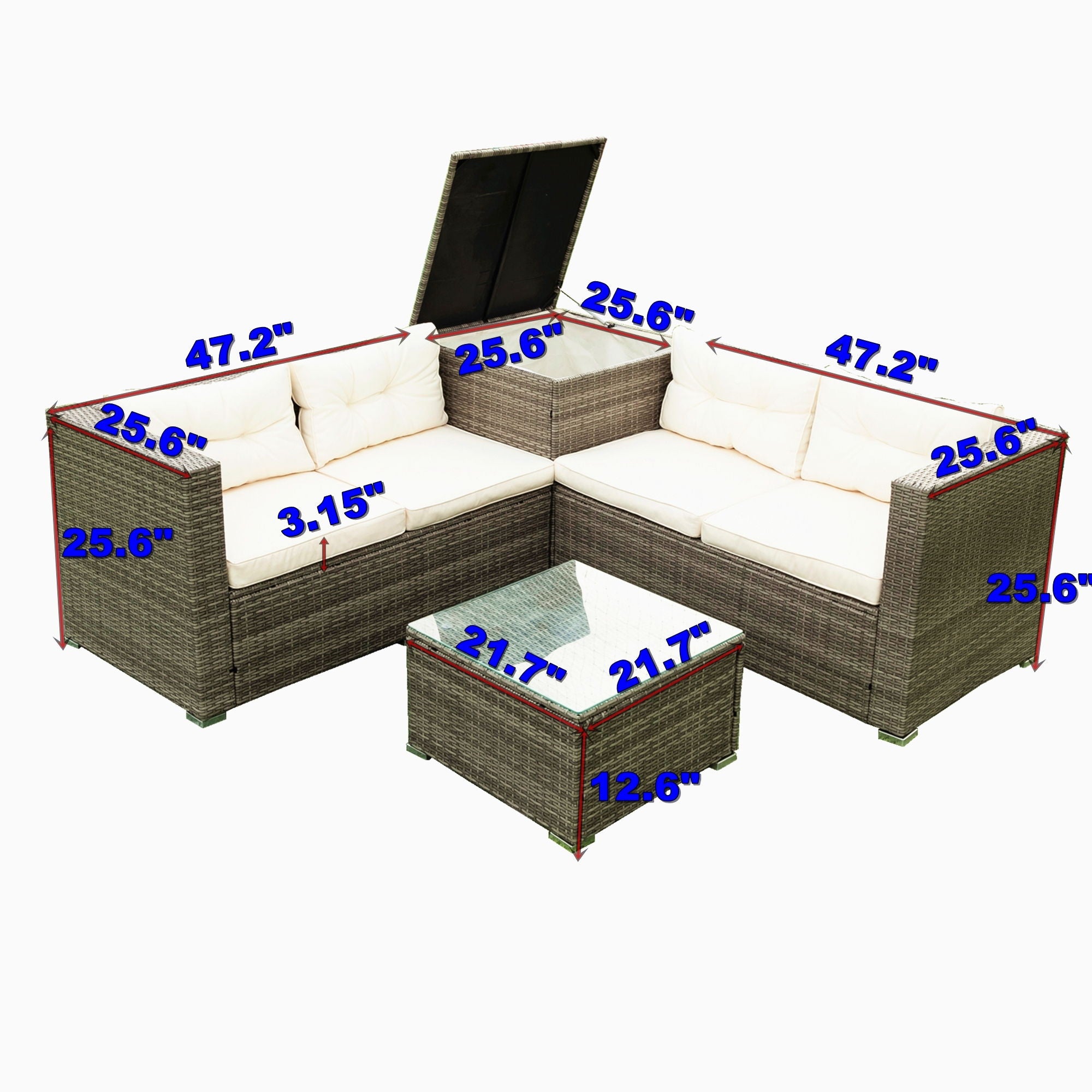4 Piece Patio Sectional Wicker Rattan Outdoor Furniture Sofa Set With Storage Box - Best Buy Furniture
