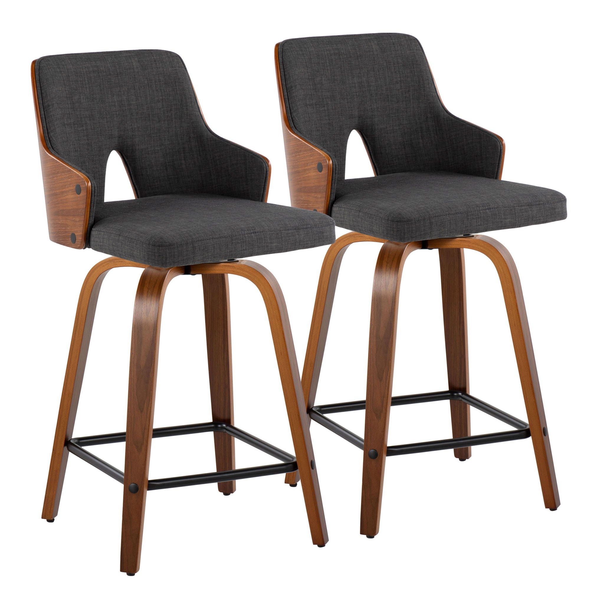 Stella - Mid Century Modern Fixed Height Counter Stool With Swivel (Set of 2) - Best Buy Furniture