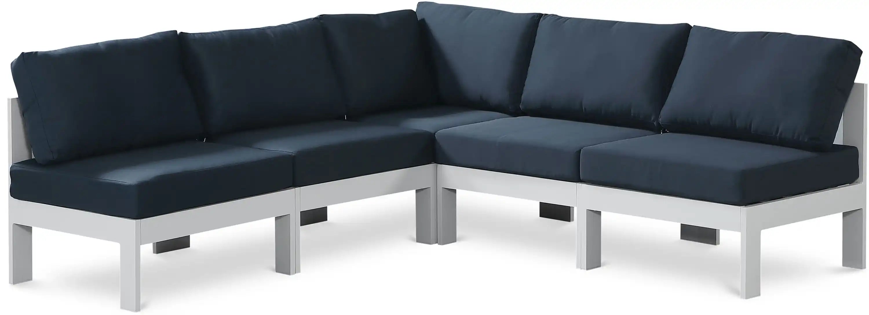 Nizuc - Outdoor Patio 5 Piece Modular Sectional With White Frame - Best Buy Furniture