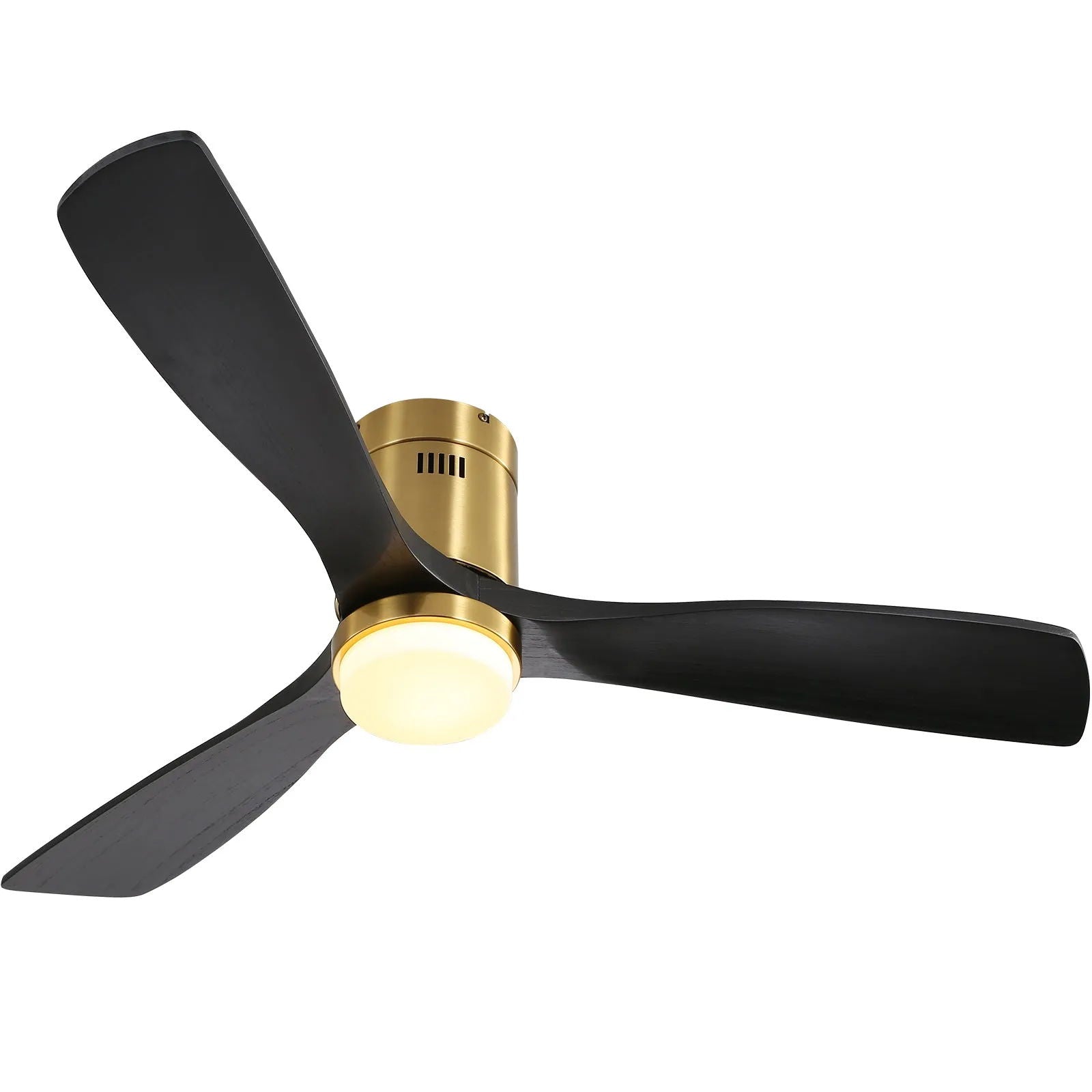 Flush Mount Ceiling Fan With 3 Solid Wood Blades Remote Control Reversible DC Motor For Living Room - Gold - Best Buy Furniture