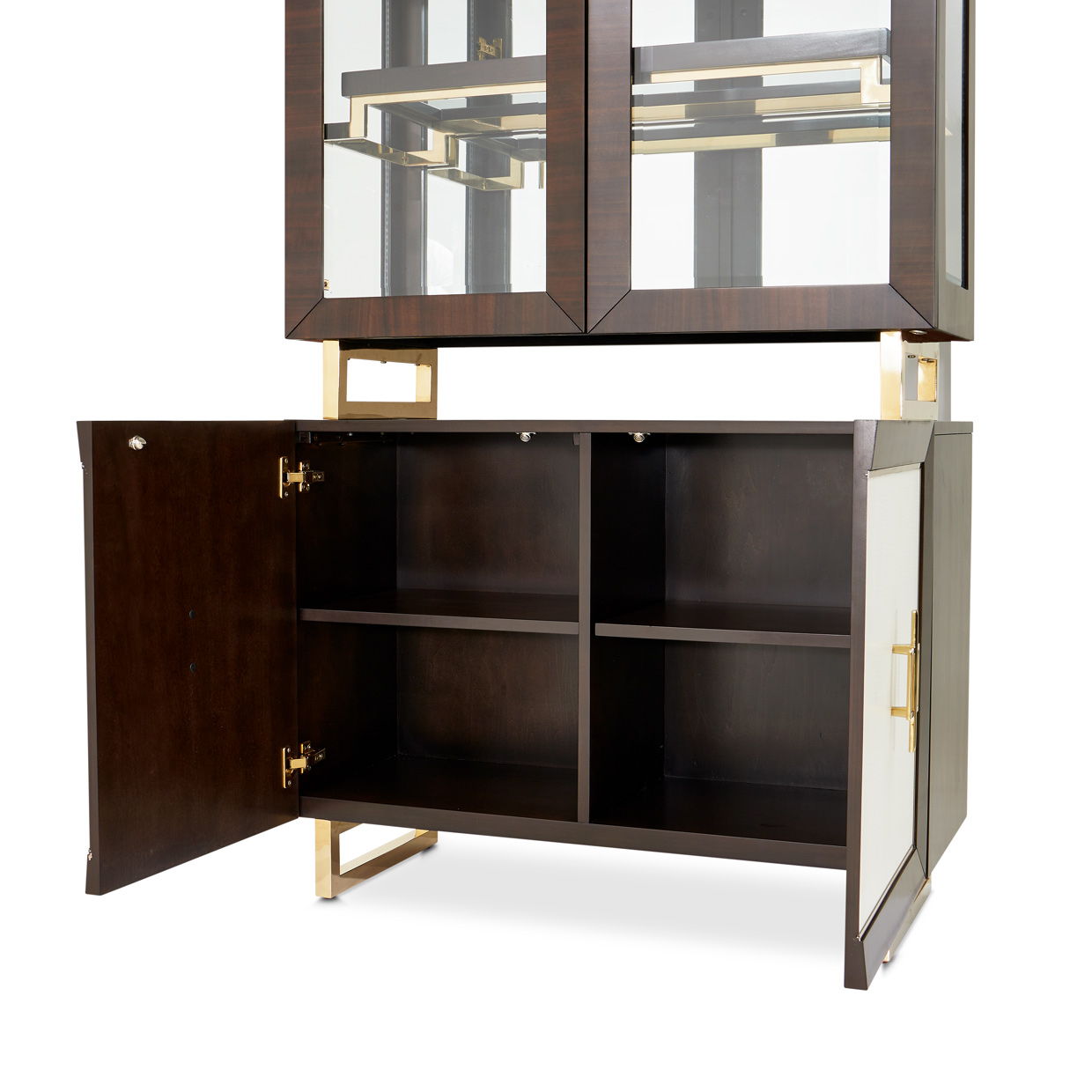 Belmont Place - Display Cabinet - White / Dark Brown - Best Buy Furniture