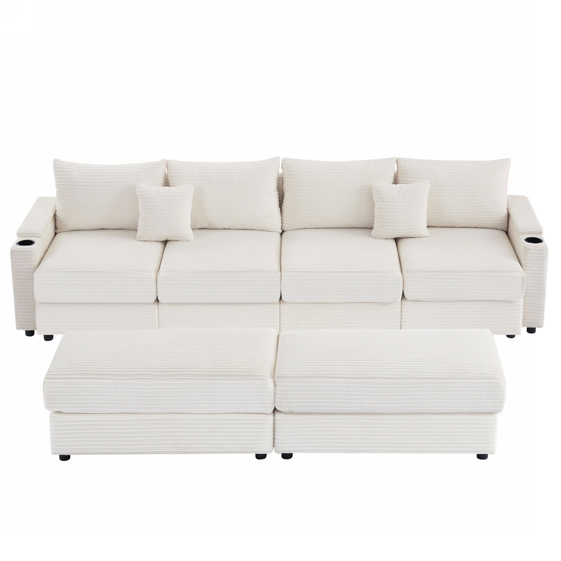 Modern Style Loveseat Sofa Sectional Sofa Couch With Storage Space, A Movable Ottoman, Two USB Ports, Two Cup Holders, A Phone Holder For Living Room - Best Buy Furniture