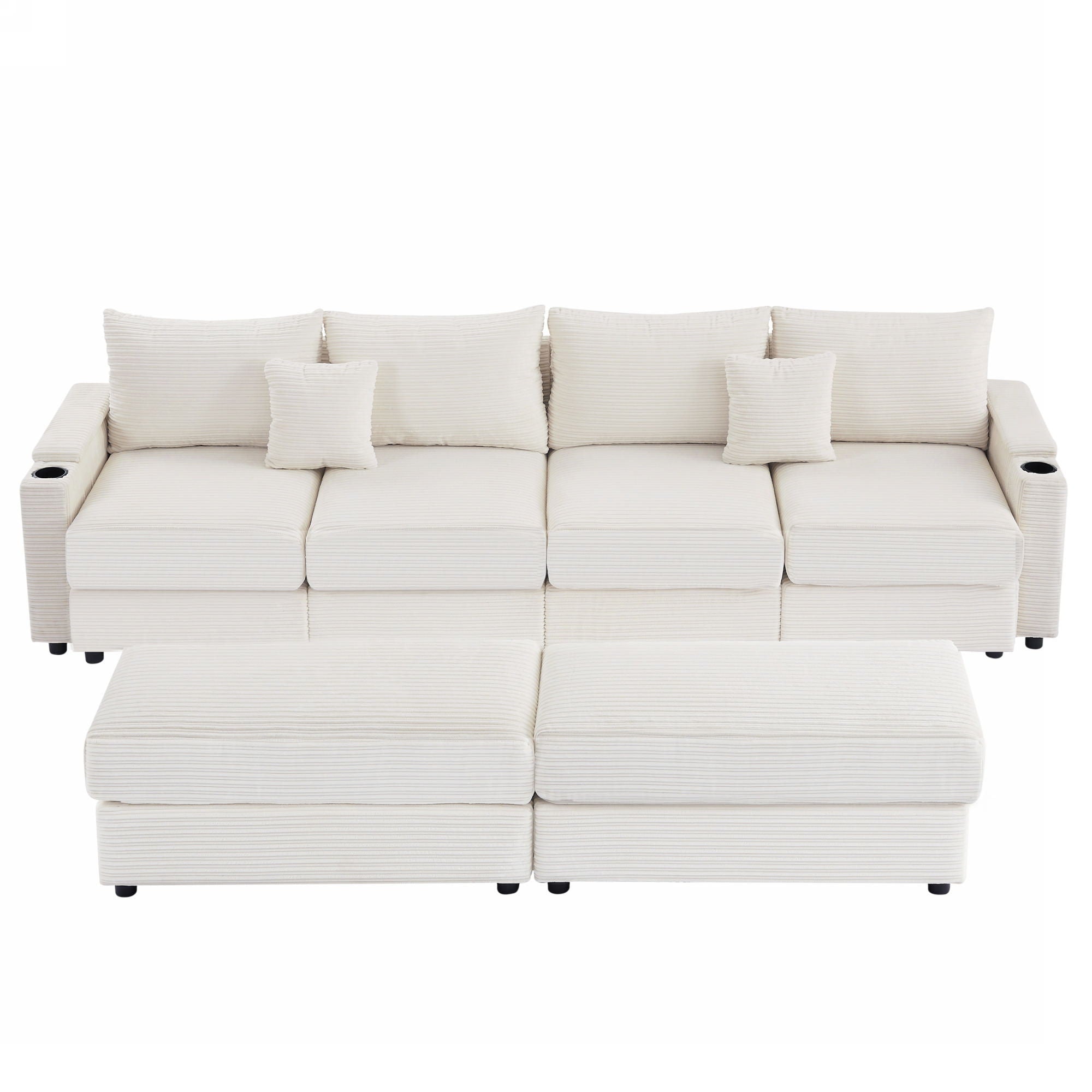 Modern Style Loveseat Sofa Sectional Sofa Couch With Storage Space, A Movable Ottoman, Two USB Ports, Two Cup Holders, A Phone Holder For Living Room - Best Buy Furniture