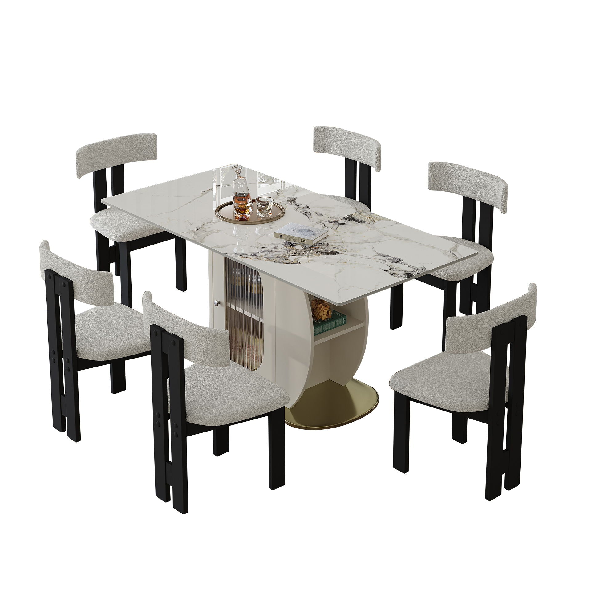 Modern Dining Table Set With Storage, Includes Chairs - Best Buy Furniture