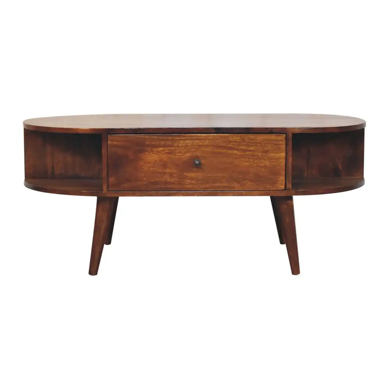 Oval Coffee Table With 1 Drawer - Chestnut - Best Buy Furniture