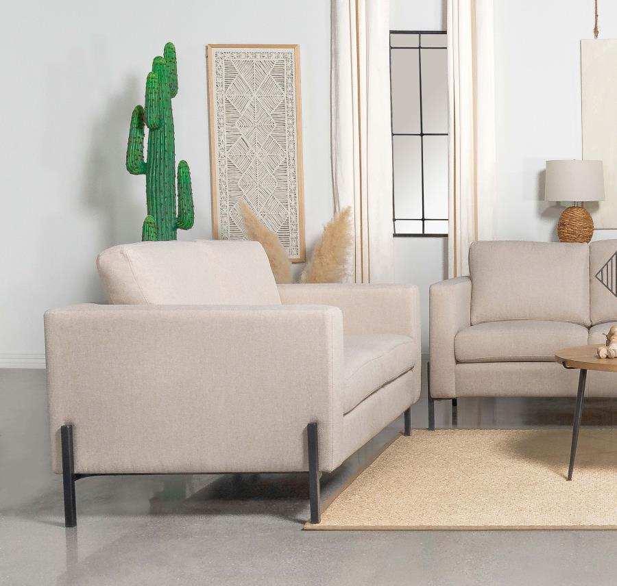 Tilly - Upholstered Track Arm Loveseat - Oatmeal - Best Buy Furniture