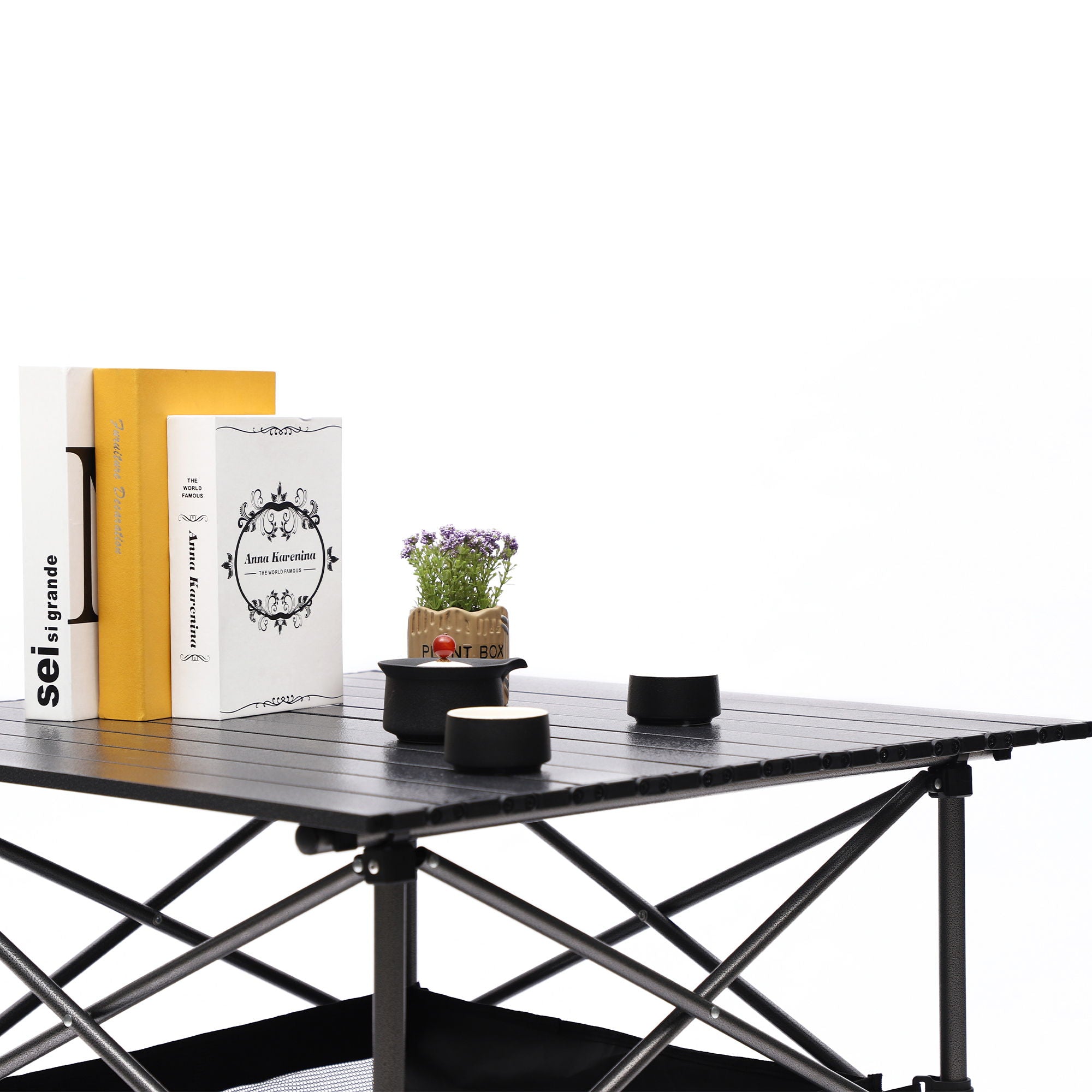 Folding Outdoor Table With Carrying Bag, Lightweight Aluminum Roll-Up Square Table For Indoor, Outdoor Camping, Picnics, Beach, Backyard, Bbq, Party, Patio - Black - Best Buy Furniture