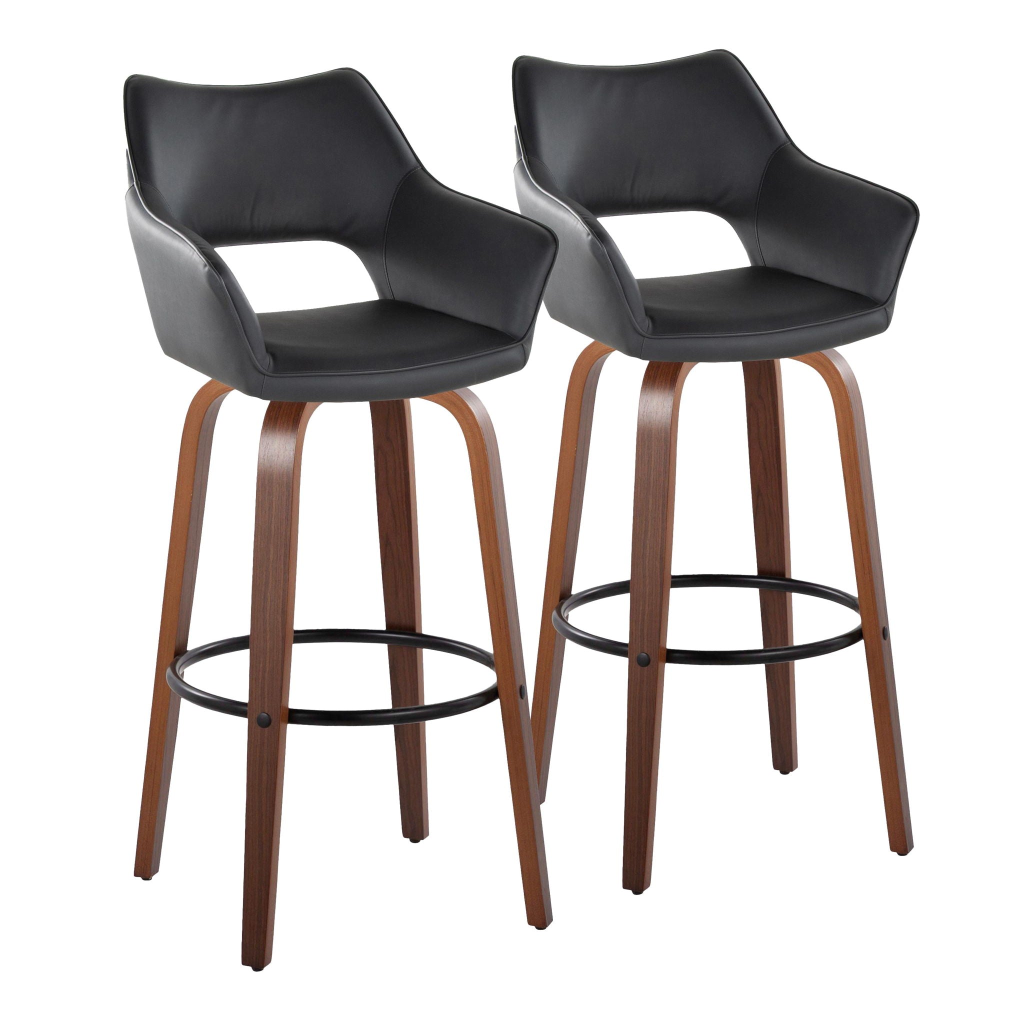 Mustang - Contemporary Fixed Height Barstool With Swivel & Round Footrest (Set of 2) - Best Buy Furniture