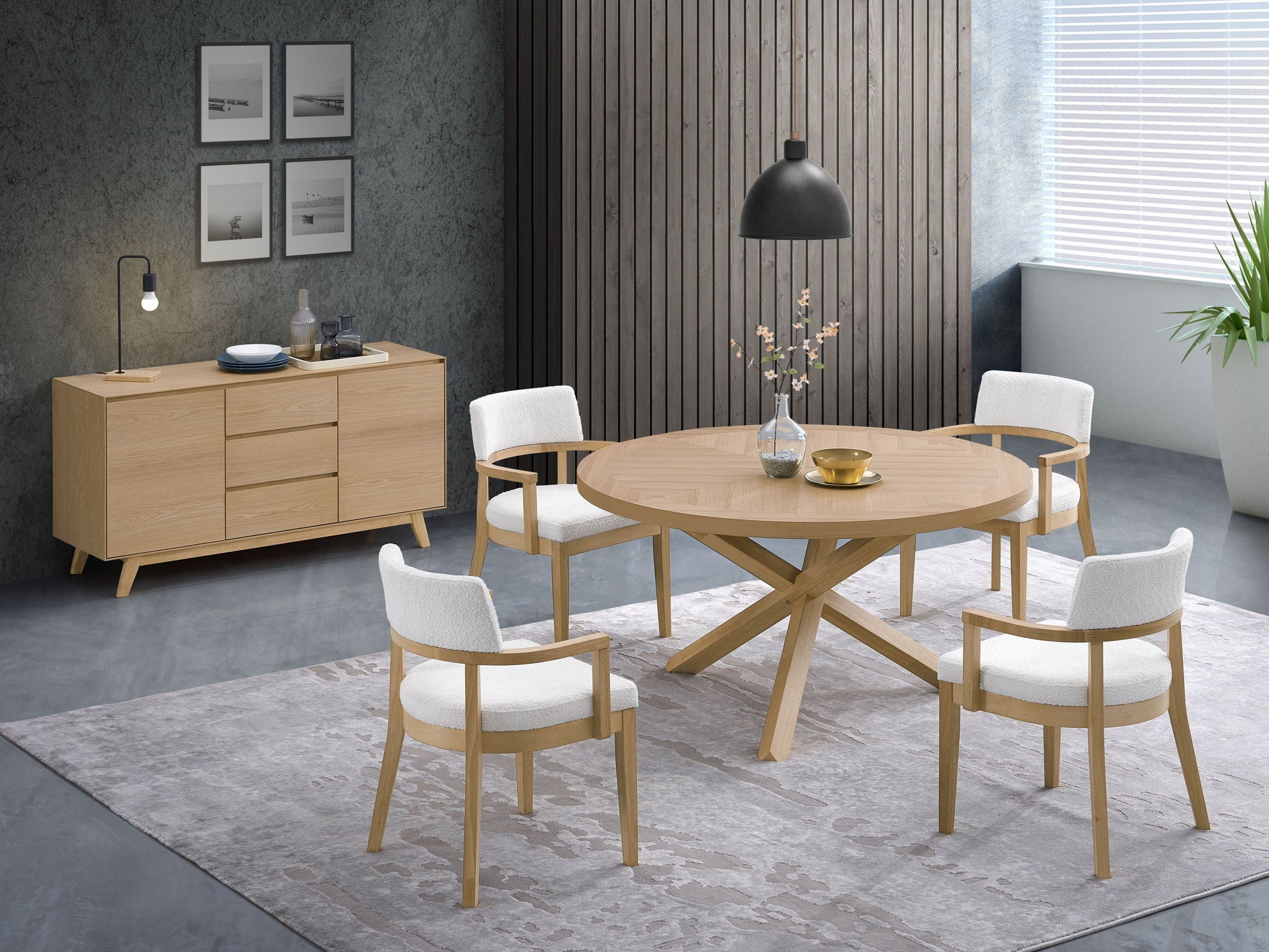Kasem - Round Dining Table - Oak - Best Buy Furniture