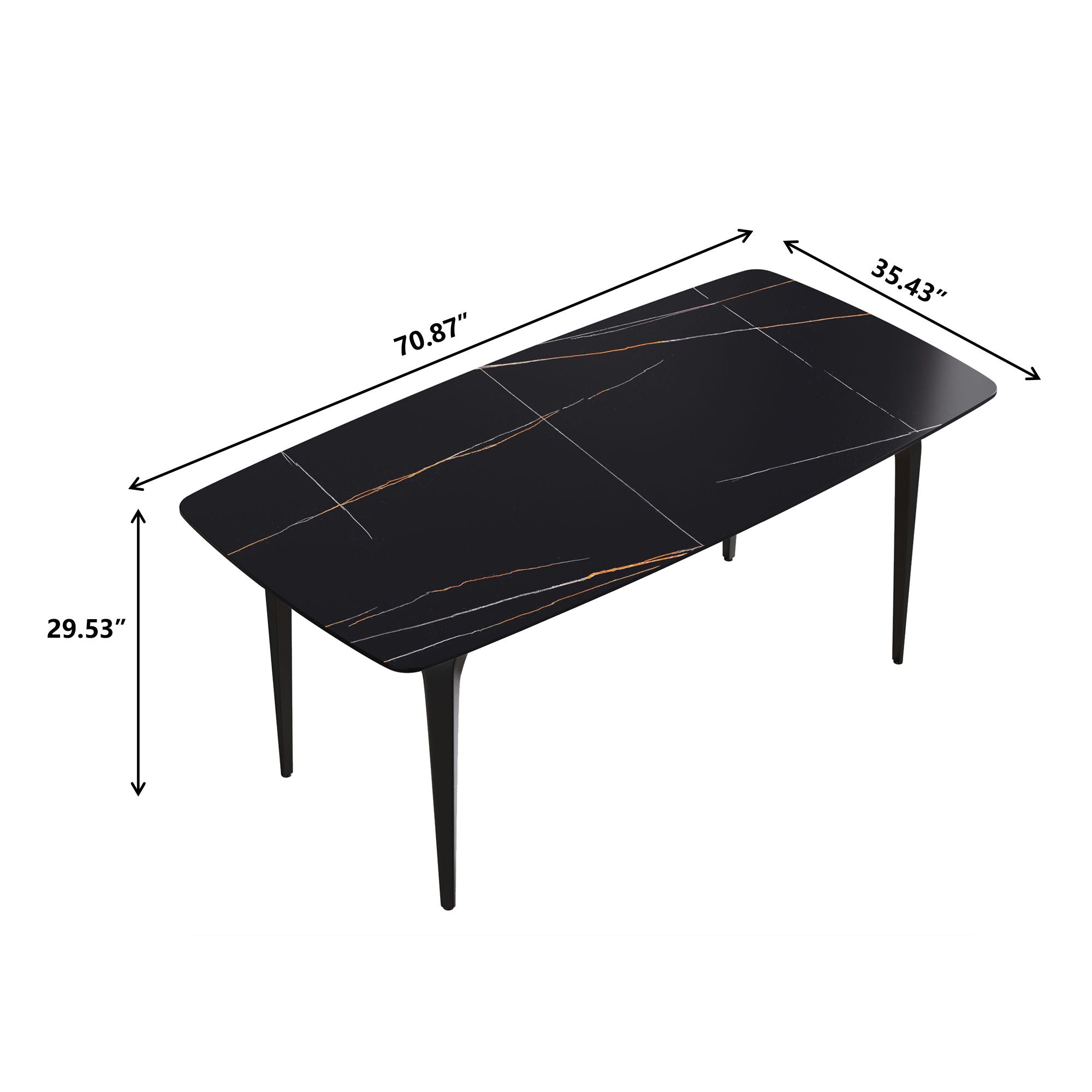 70.87" Modern Artificial Stone Curved Metal Leg Dining Table, Can Accommodate 6-8 People - Best Buy Furniture