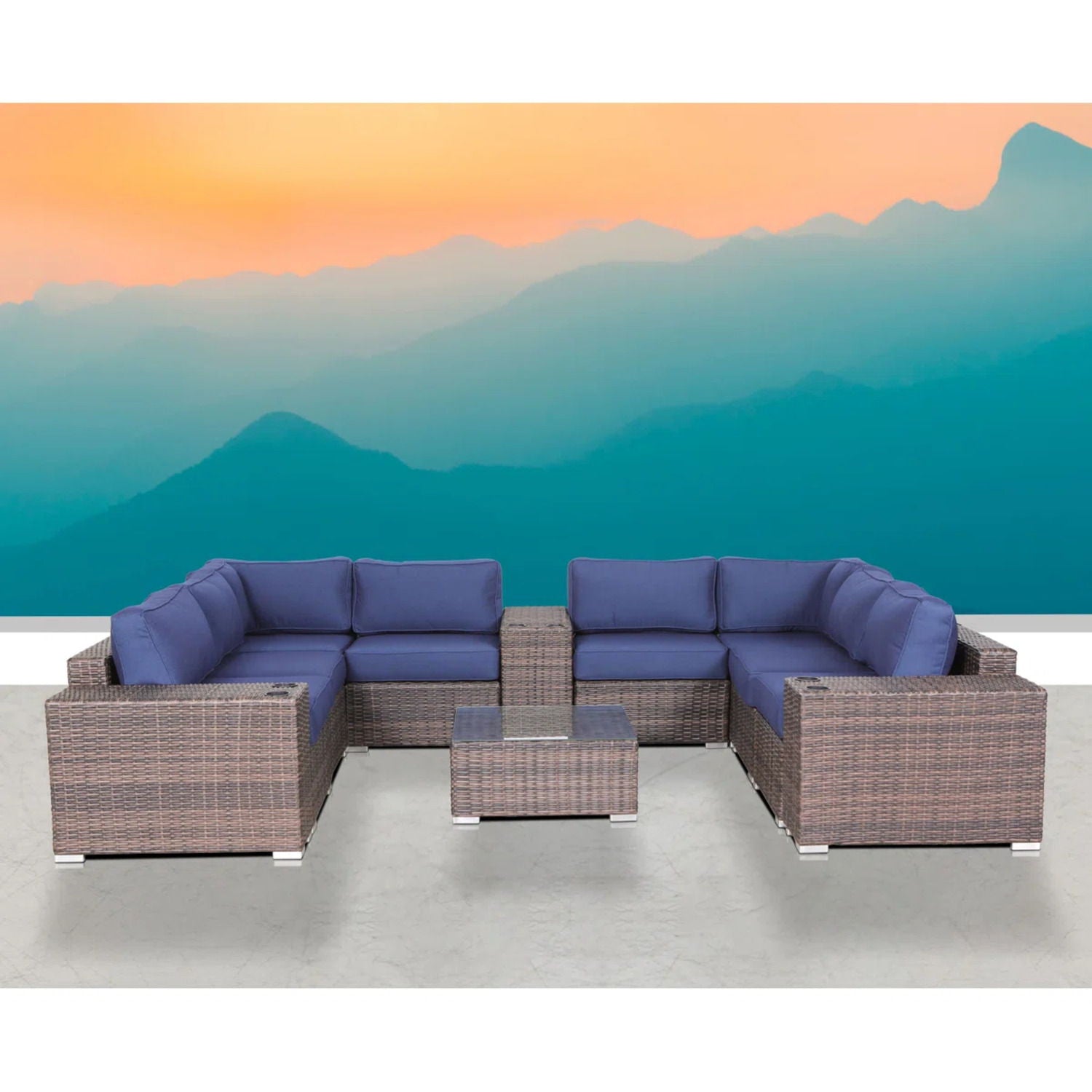 Modern Patio Rattan Sectional Set With Cushions - Best Buy Furniture