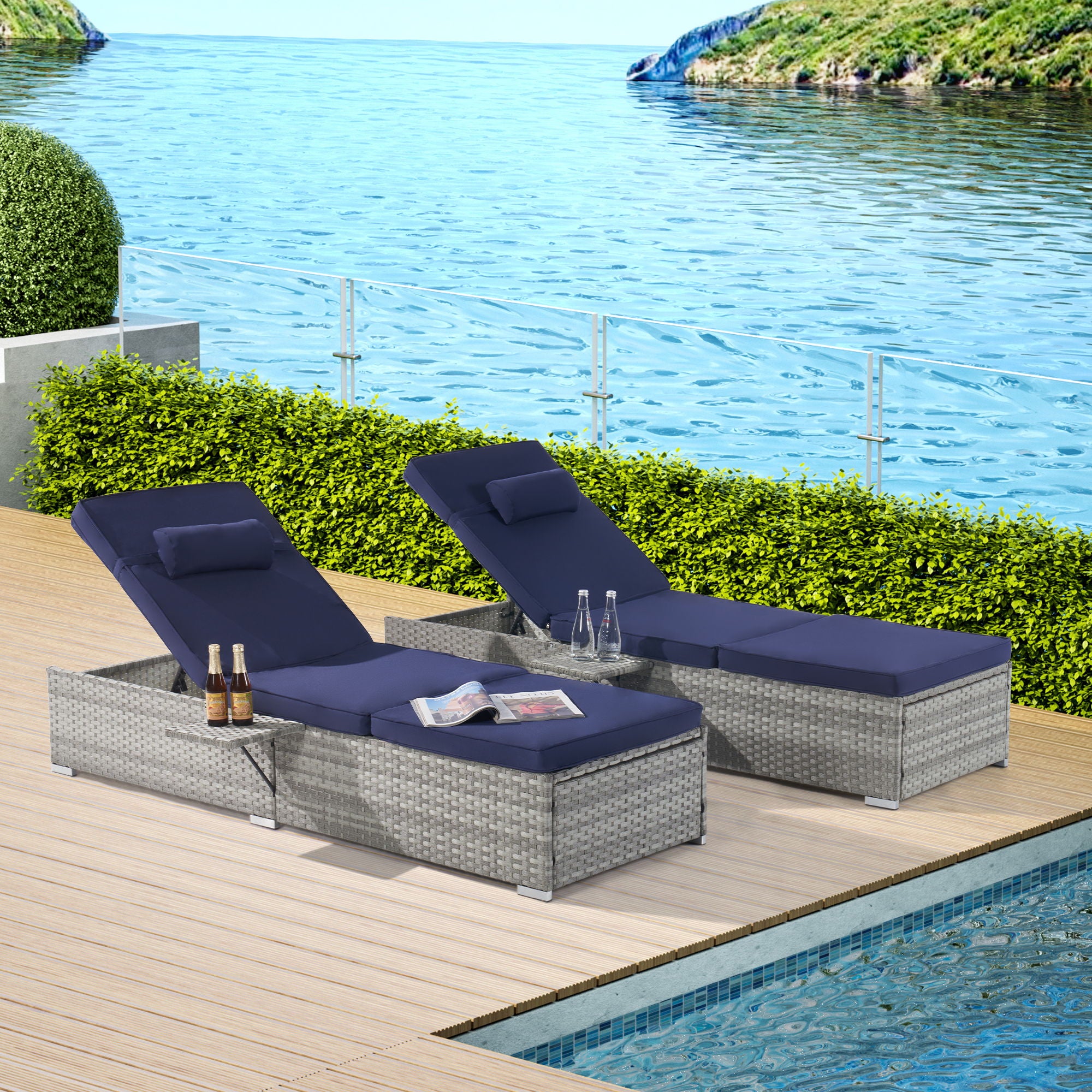 Outdoor Sofa Pe Rattan Furniture Deck Chair - Gray - Best Buy Furniture