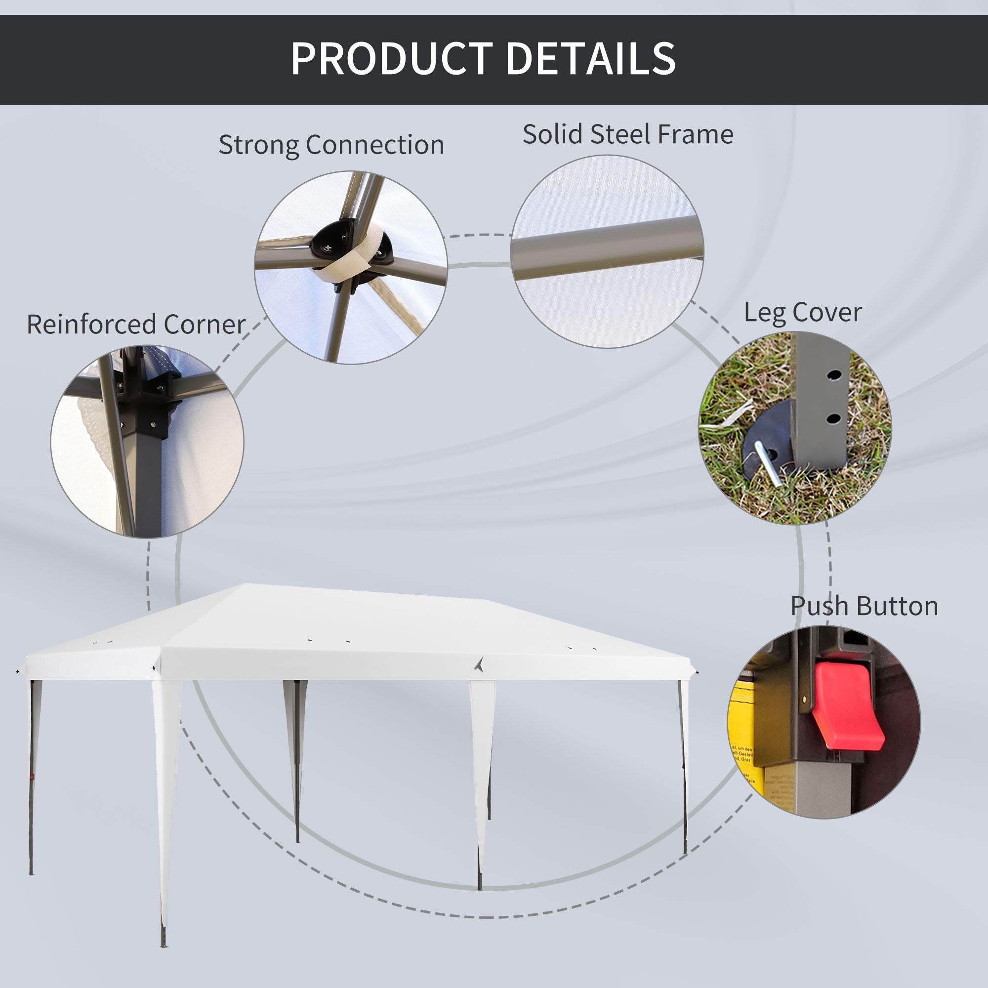Outsunny - 10' x 19.2' Pop Up Canopy Tent, Heavy Duty Tent For Parties, Outdoor Instant Gazebo Sun Shade Shelter With Carry Bag For Catering, Events, Wedding, Backyard Bbq - Best Buy Furniture