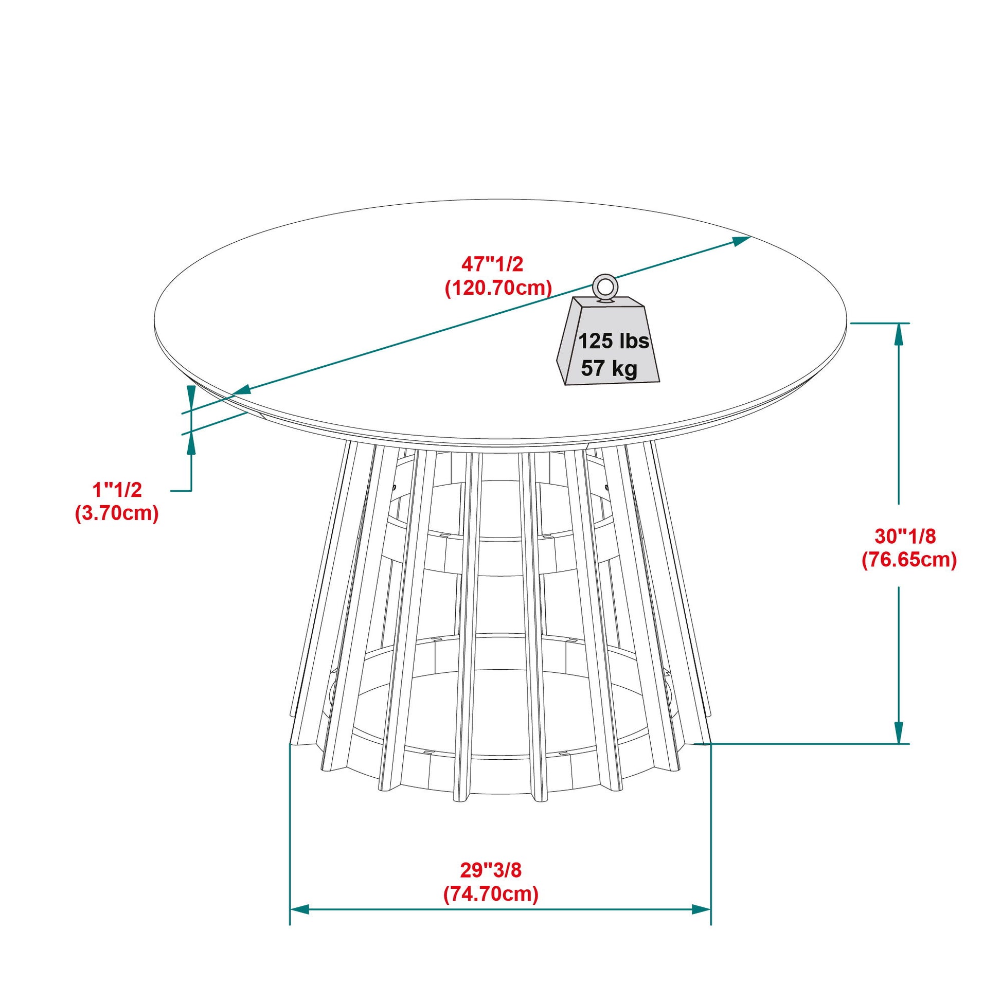 Round Dining Table With Pedestal Base - Brown - Best Buy Furniture
