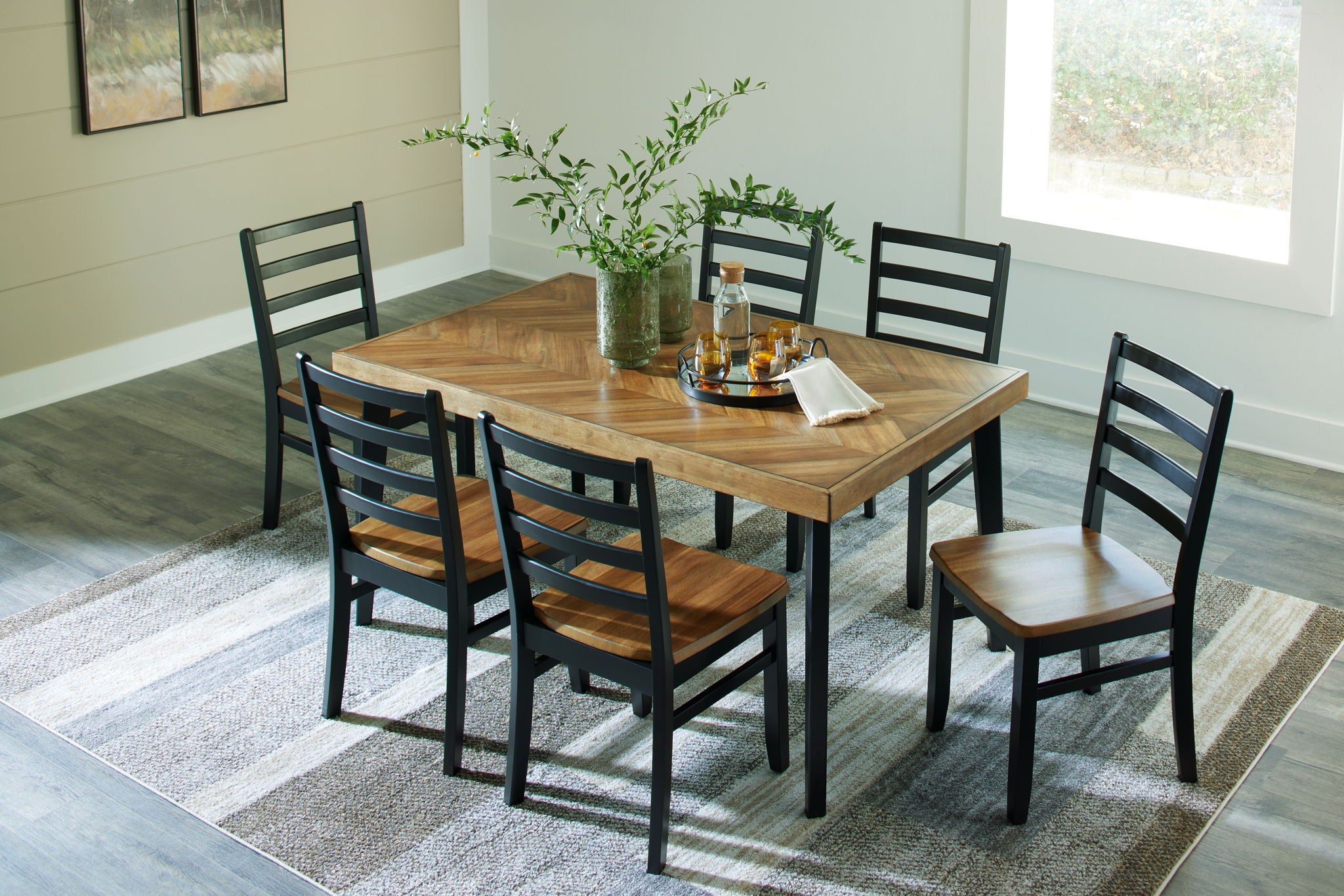 Blondon - Rectangular Drm Table Set (Set of 7) - Brown / Black - Best Buy Furniture