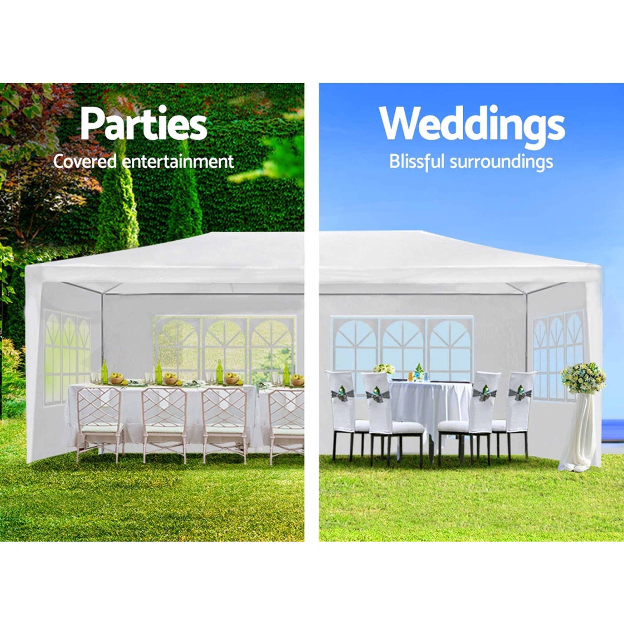 Wedding Party Canopy Tent Outdoor Gazebo With 6 Removable Sidewalls - White - Best Buy Furniture