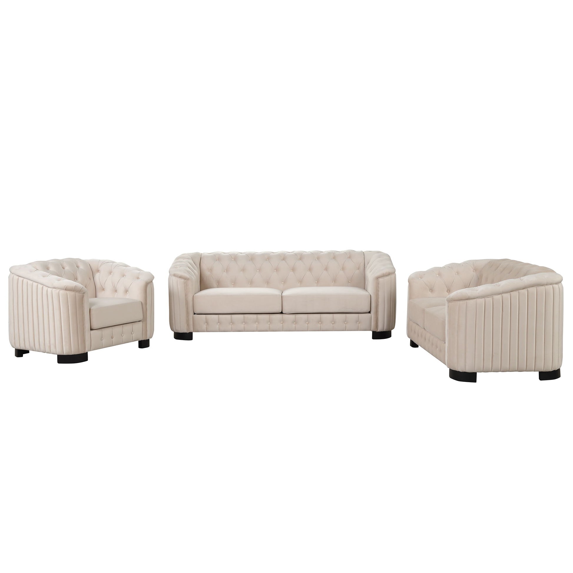 Upholstered 3 Piece Sofa Set With Legs - Best Buy Furniture
