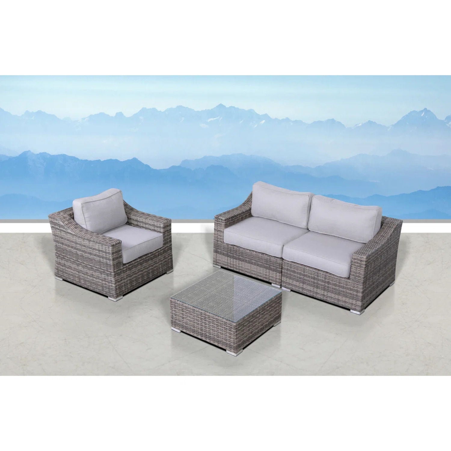 Outdoor Wicker Conversation Set With Cushions, All Weather - Best Buy Furniture